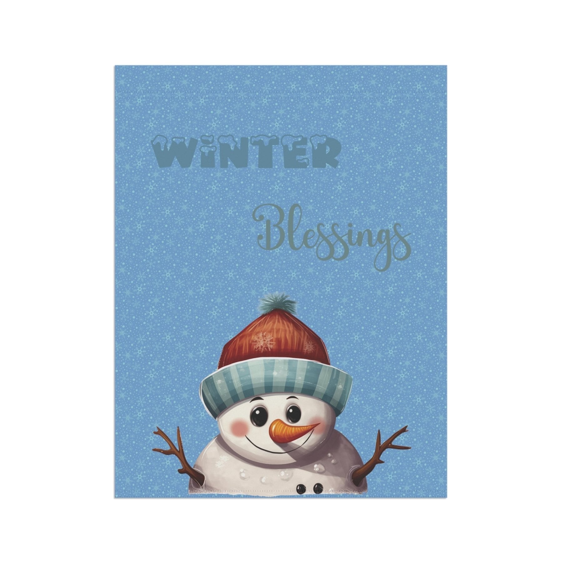 Garden Flag, Lawn Flag, House Flag, Home Flag, Winter Flag, Winter Blessings, Light Blue, Snowman 4 - Janlyn's Crafts