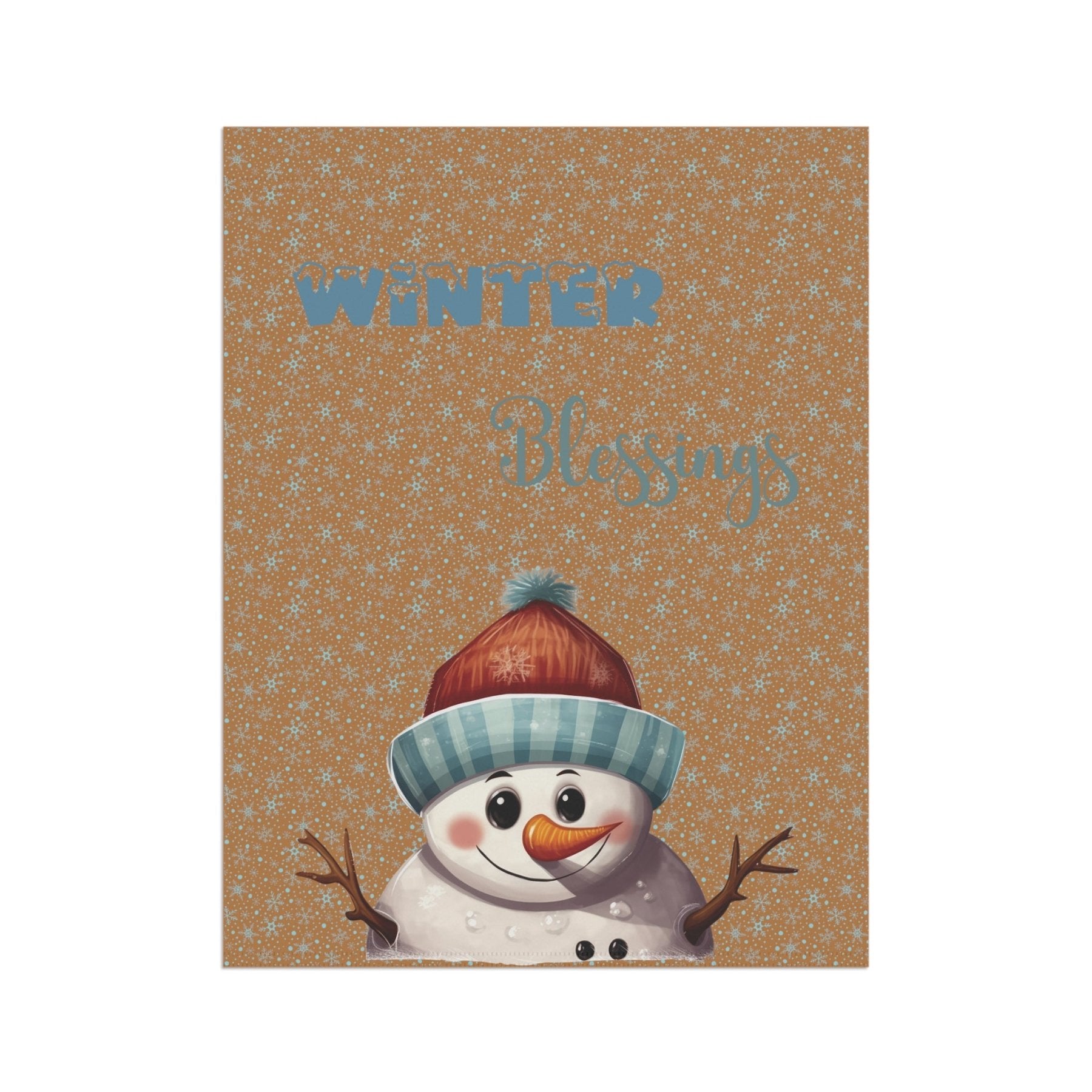 Garden Flag, Lawn Flag, House Flag, Home Flag, Winter Flag, Winter Blessings, Light Brown, Snowman 4 - Janlyn's Crafts