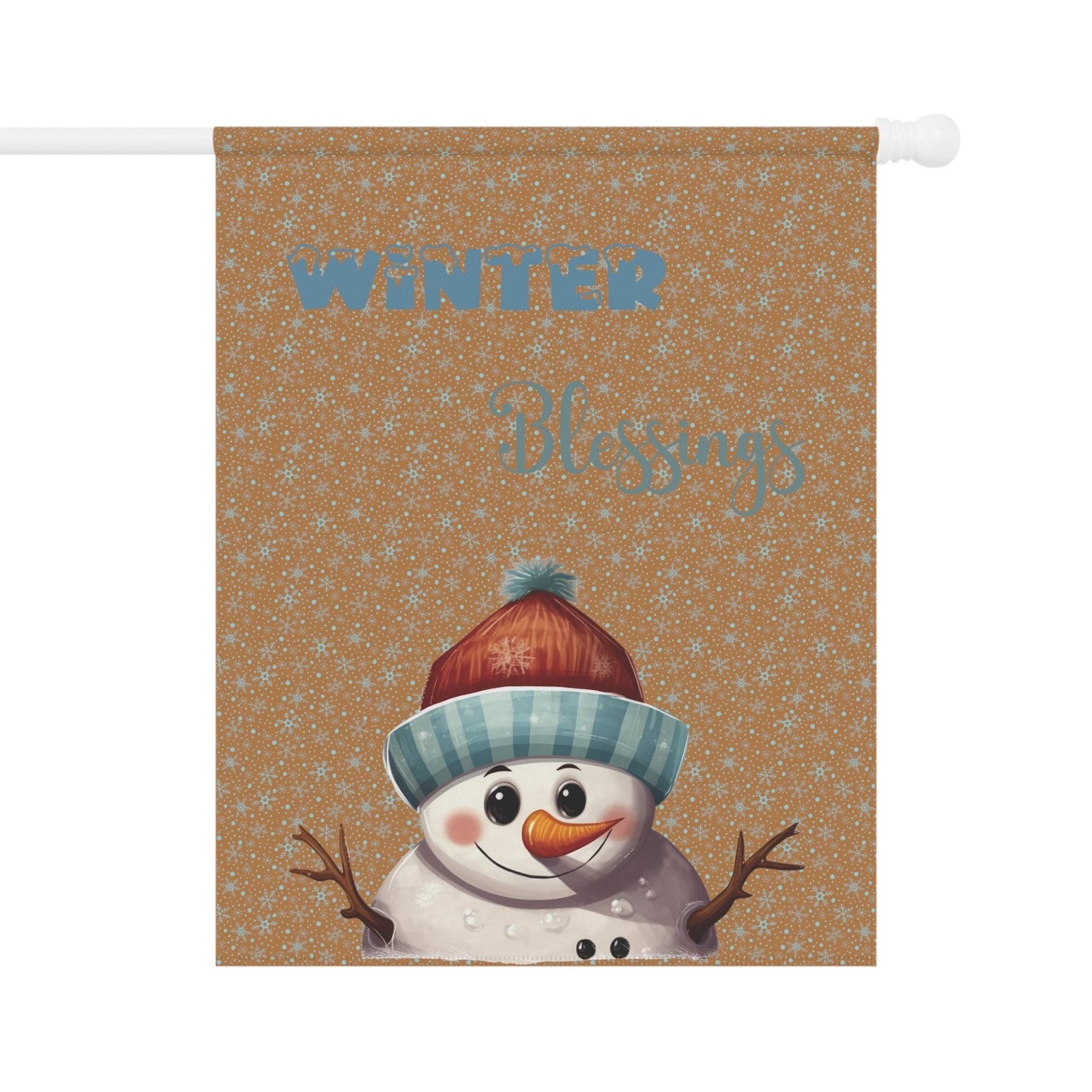 Garden Flag, Lawn Flag, House Flag, Home Flag, Winter Flag, Winter Blessings, Light Brown, Snowman 4 - Janlyn's Crafts