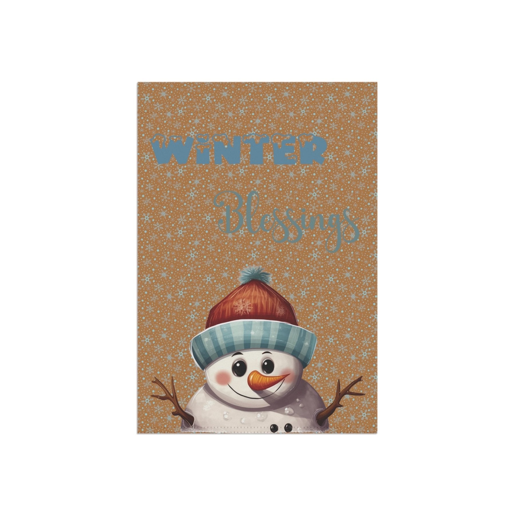 Garden Flag, Lawn Flag, House Flag, Home Flag, Winter Flag, Winter Blessings, Light Brown, Snowman 4 - Janlyn's Crafts