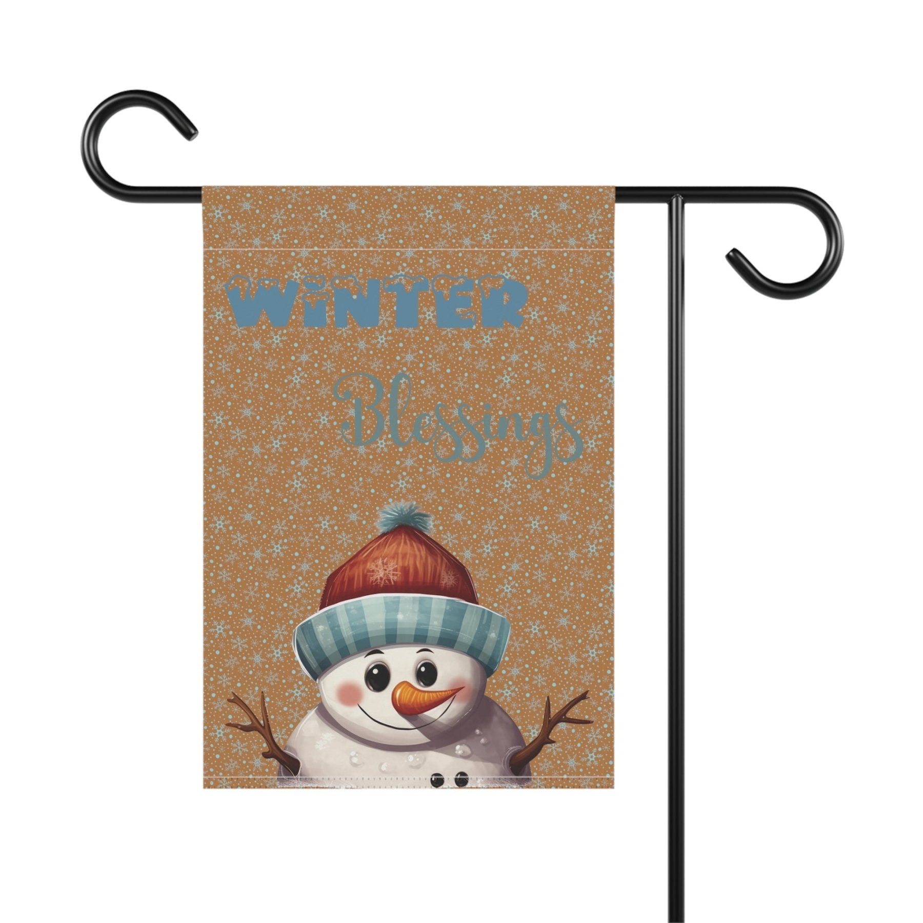 Garden Flag, Lawn Flag, House Flag, Home Flag, Winter Flag, Winter Blessings, Light Brown, Snowman 4 - Janlyn's Crafts