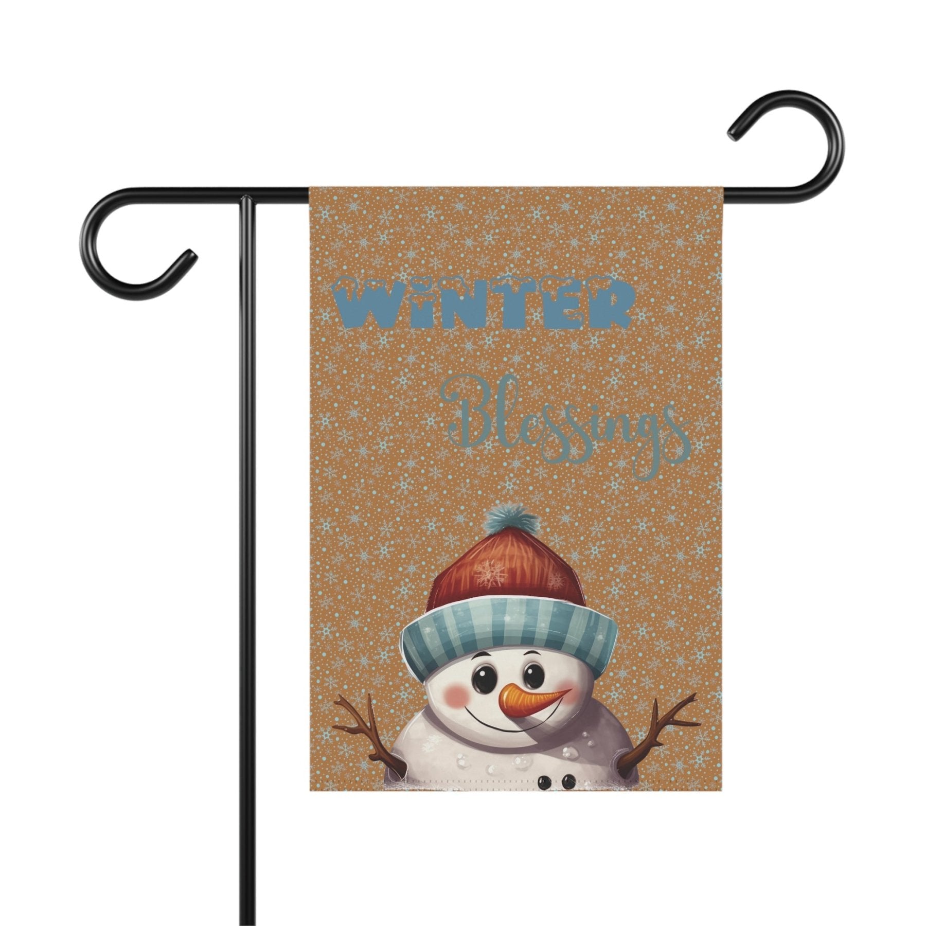 Garden Flag, Lawn Flag, House Flag, Home Flag, Winter Flag, Winter Blessings, Light Brown, Snowman 4 - Janlyn's Crafts