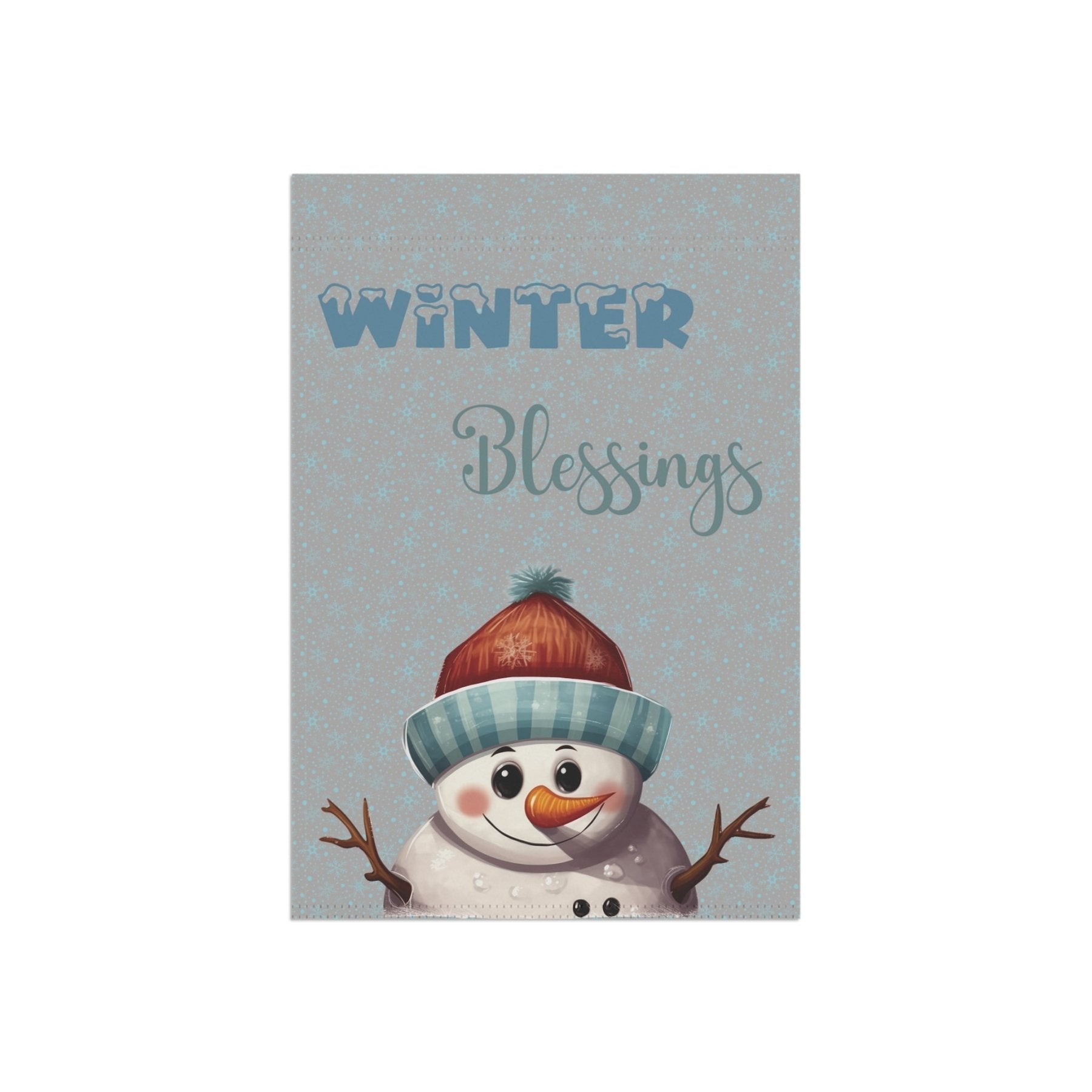 Garden Flag, Lawn Flag, House Flag, Home Flag, Winter Flag, Winter Blessings, Light Gray, Snowman 4 - Janlyn's Crafts