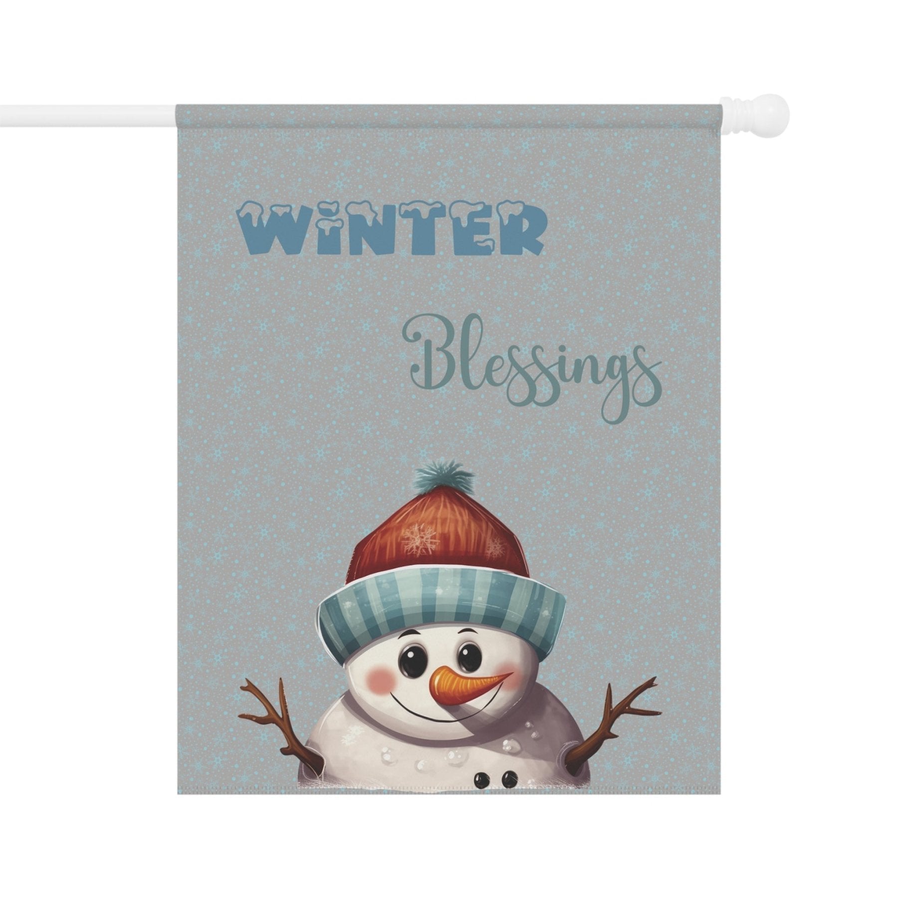 Garden Flag, Lawn Flag, House Flag, Home Flag, Winter Flag, Winter Blessings, Light Gray, Snowman 4 - Janlyn's Crafts