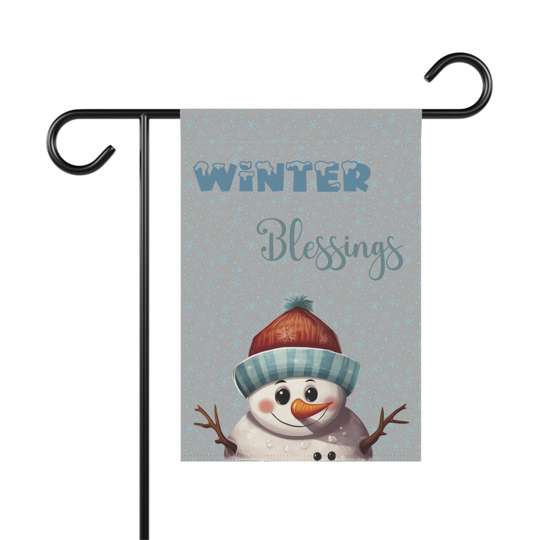 Garden Flag, Lawn Flag, House Flag, Home Flag, Winter Flag, Winter Blessings, Light Gray, Snowman 4 - Janlyn's Crafts