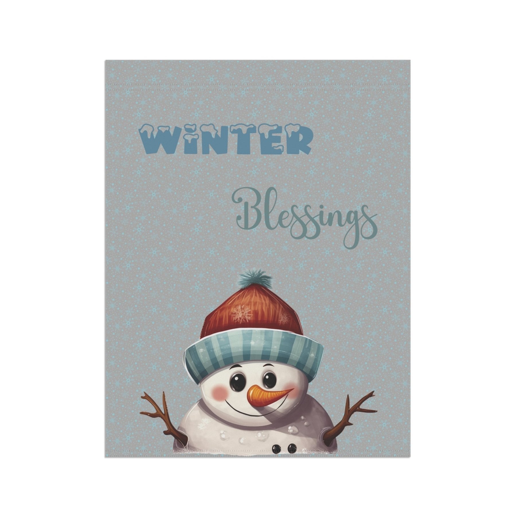 Garden Flag, Lawn Flag, House Flag, Home Flag, Winter Flag, Winter Blessings, Light Gray, Snowman 4 - Janlyn's Crafts