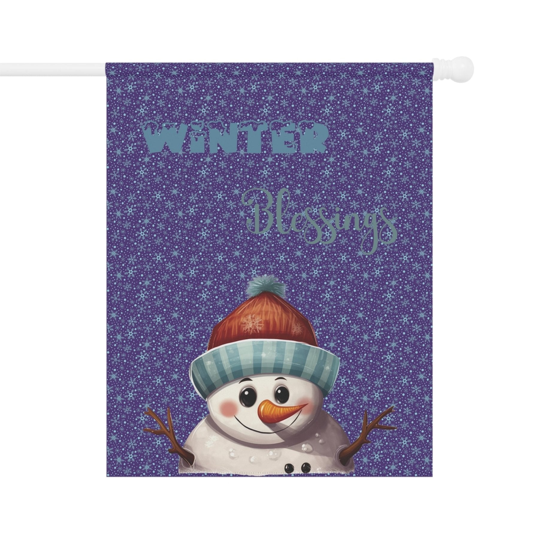 Garden Flag, Lawn Flag, House Flag, Home Flag, Winter Flag, Winter Blessings, Purple, Snowman 4 - Janlyn's Crafts