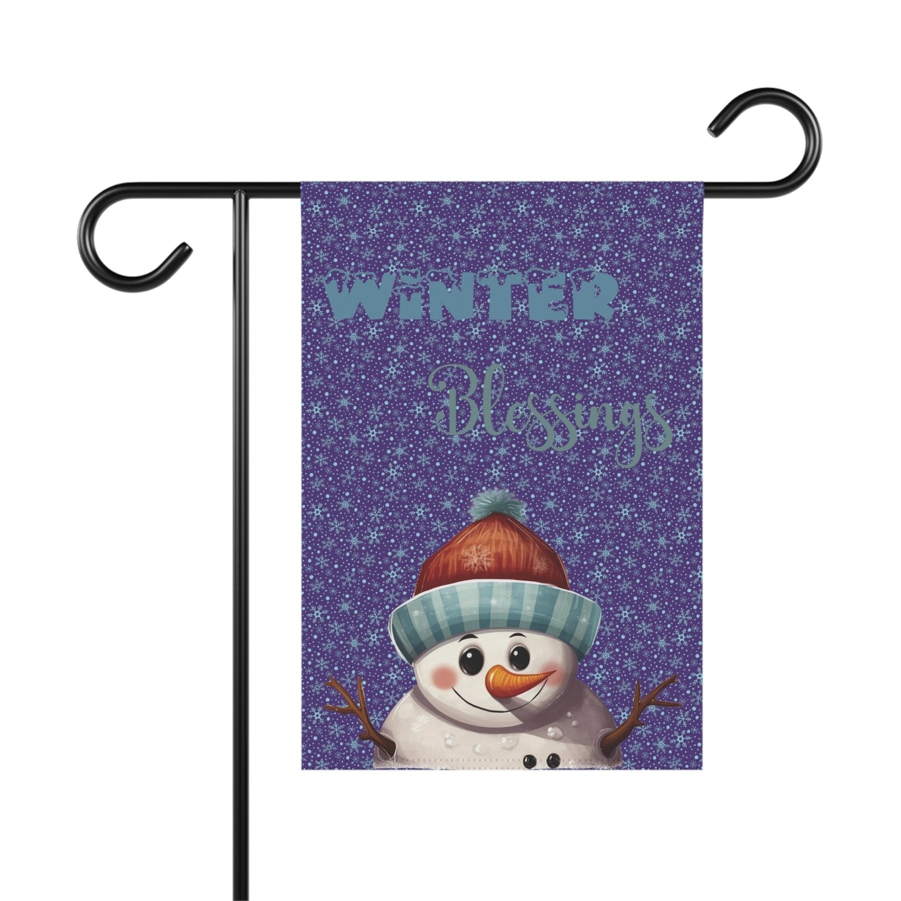 Garden Flag, Lawn Flag, House Flag, Home Flag, Winter Flag, Winter Blessings, Purple, Snowman 4 - Janlyn's Crafts