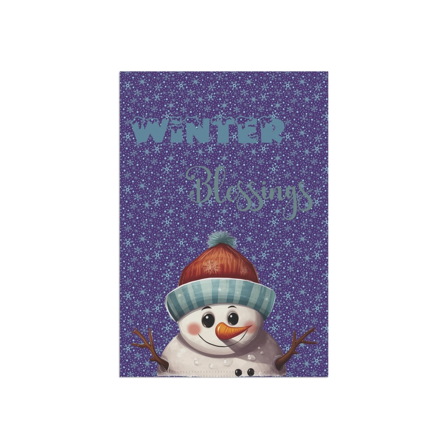 Garden Flag, Lawn Flag, House Flag, Home Flag, Winter Flag, Winter Blessings, Purple, Snowman 4 - Janlyn's Crafts