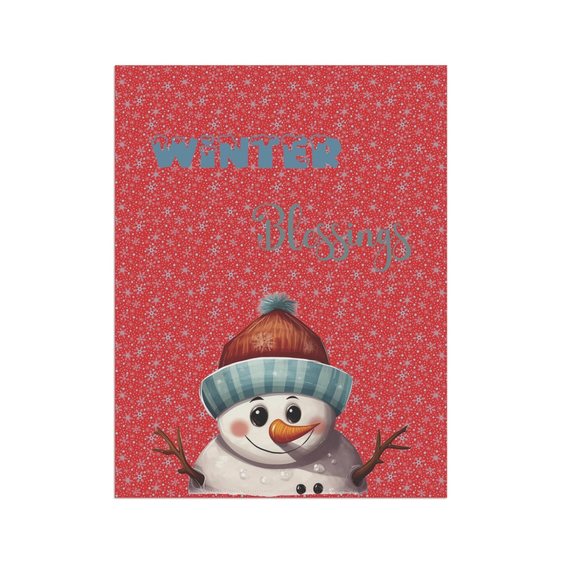 Garden Flag, Lawn Flag, House Flag, Home Flag, Winter Flag, Winter Blessings, Red, Snowman 4 - Janlyn's Crafts