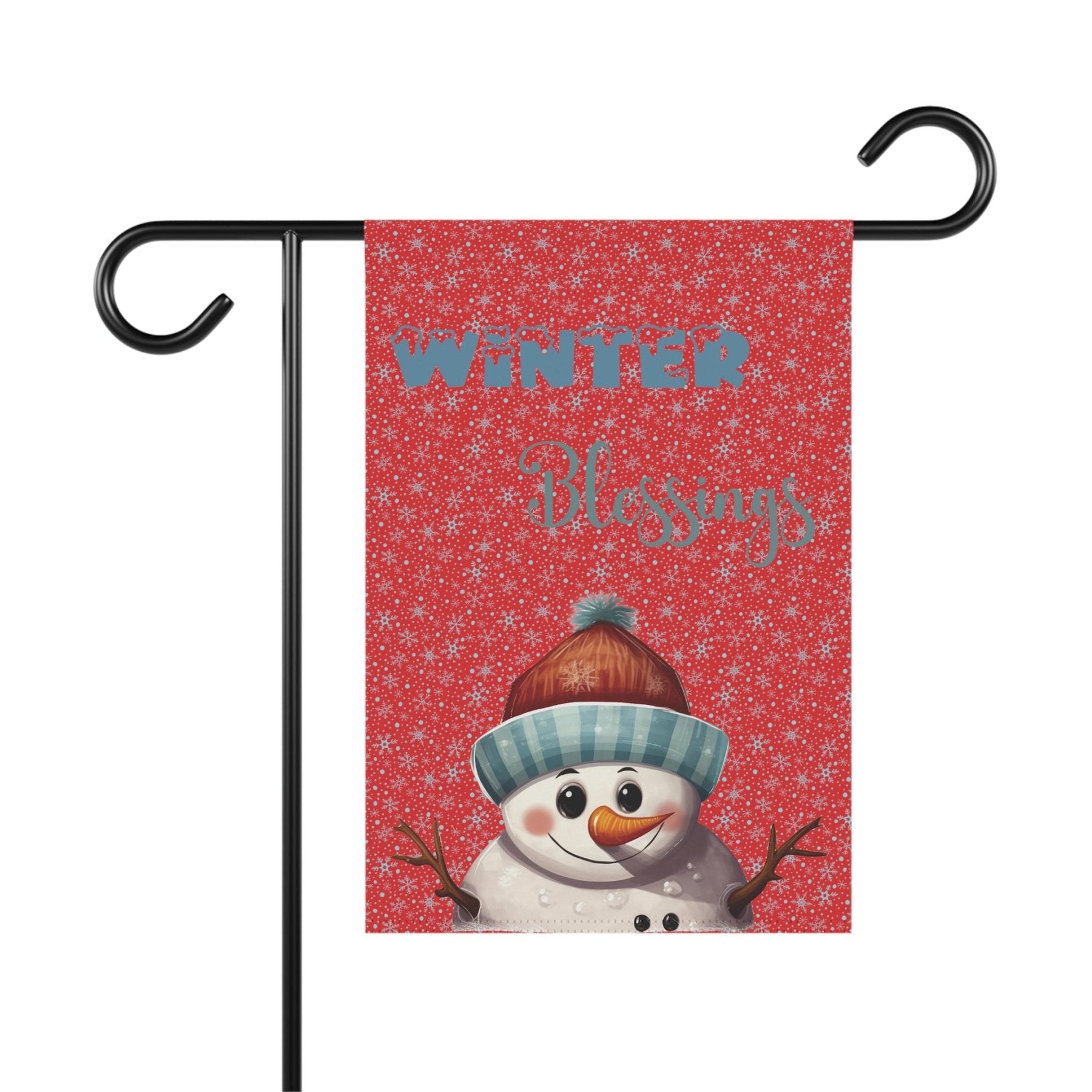 Garden Flag, Lawn Flag, House Flag, Home Flag, Winter Flag, Winter Blessings, Red, Snowman 4 - Janlyn's Crafts