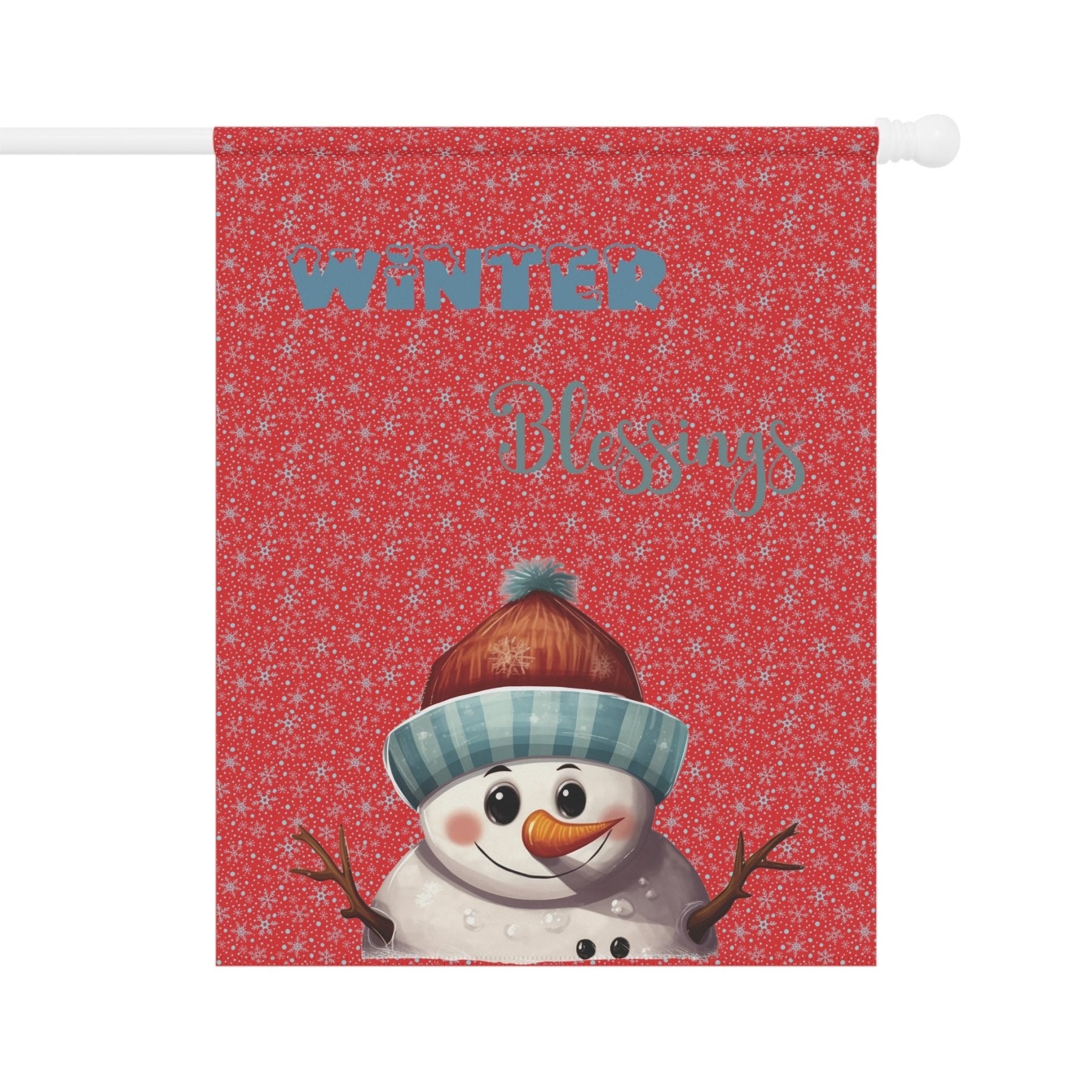 Garden Flag, Lawn Flag, House Flag, Home Flag, Winter Flag, Winter Blessings, Red, Snowman 4 - Janlyn's Crafts