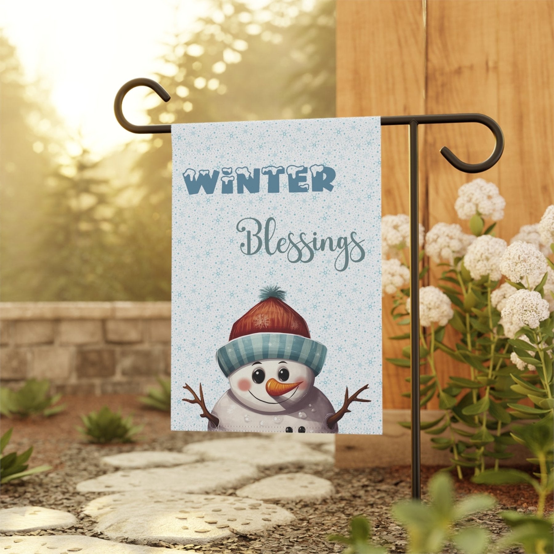 Garden Flag, Lawn Flag, House Flag, Home Flag, Winter Flag, Winter Blessings, Snowman 4 - Janlyn's Crafts