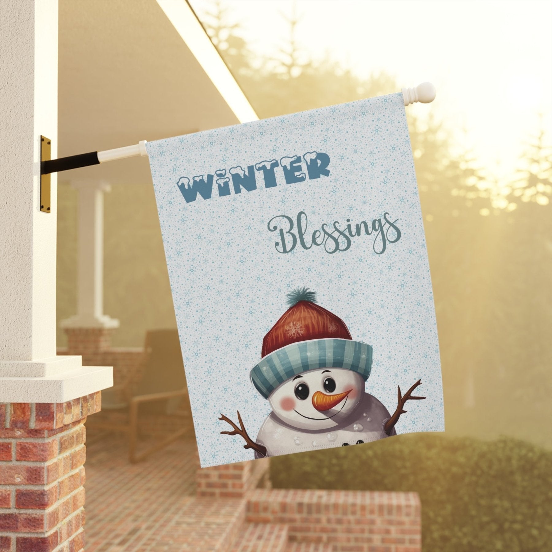 Garden Flag, Lawn Flag, House Flag, Home Flag, Winter Flag, Winter Blessings, Snowman 4 - Janlyn's Crafts