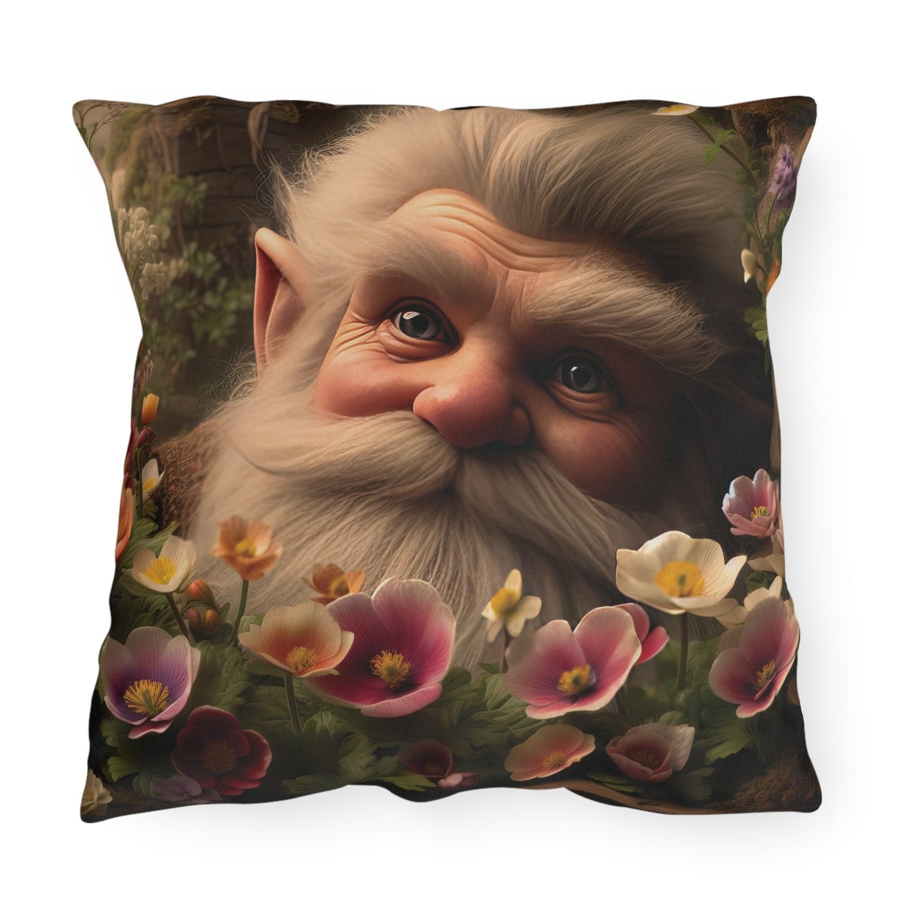 Gnome & Flowers Outdoor Pillow, Qty 1, (14) - Janlyn's Crafts