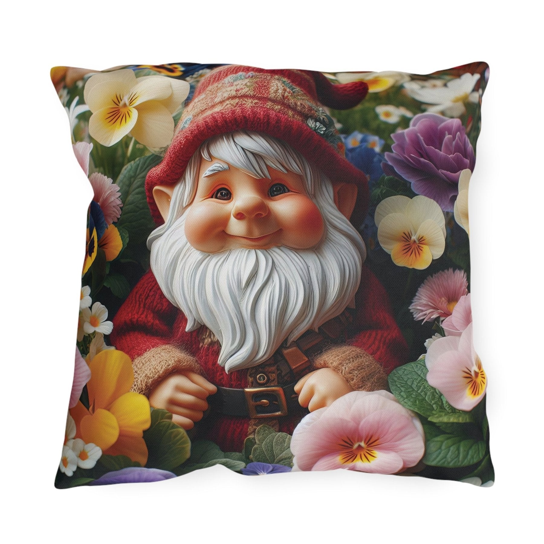 Gnome & Flowers Outdoor Pillow, Qty 1, (2) - Janlyn's Crafts