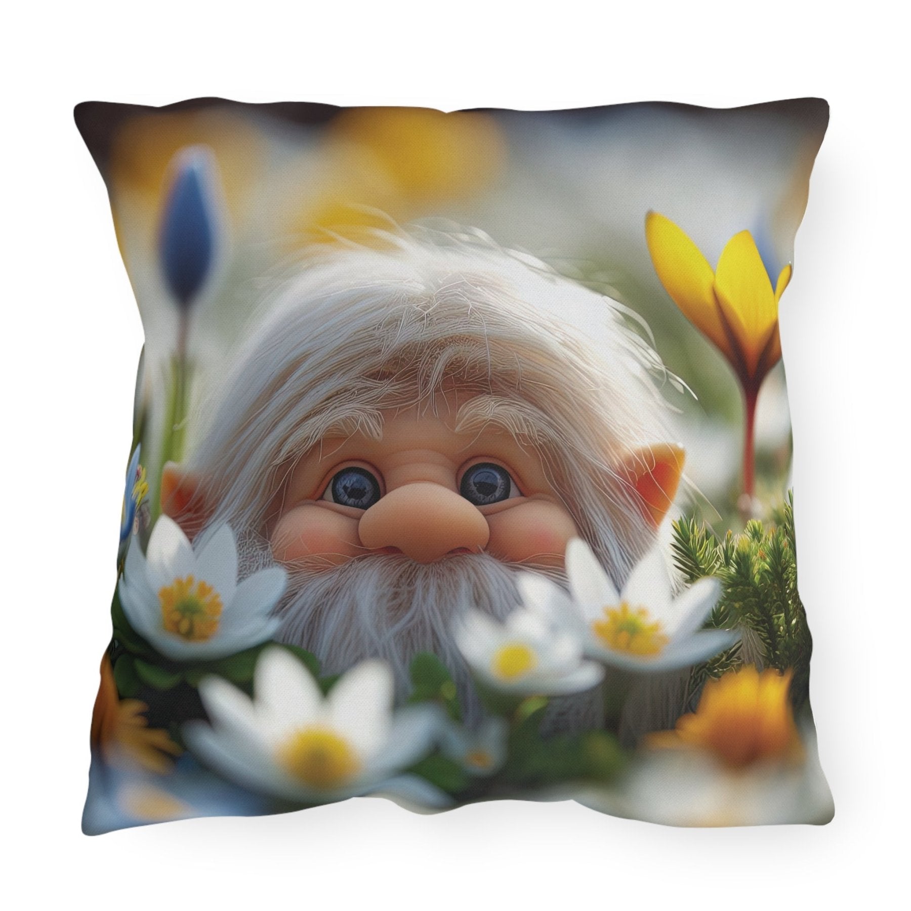 Gnome & Flowers Outdoor Pillow, Qty 1, (20) - Janlyn's Crafts