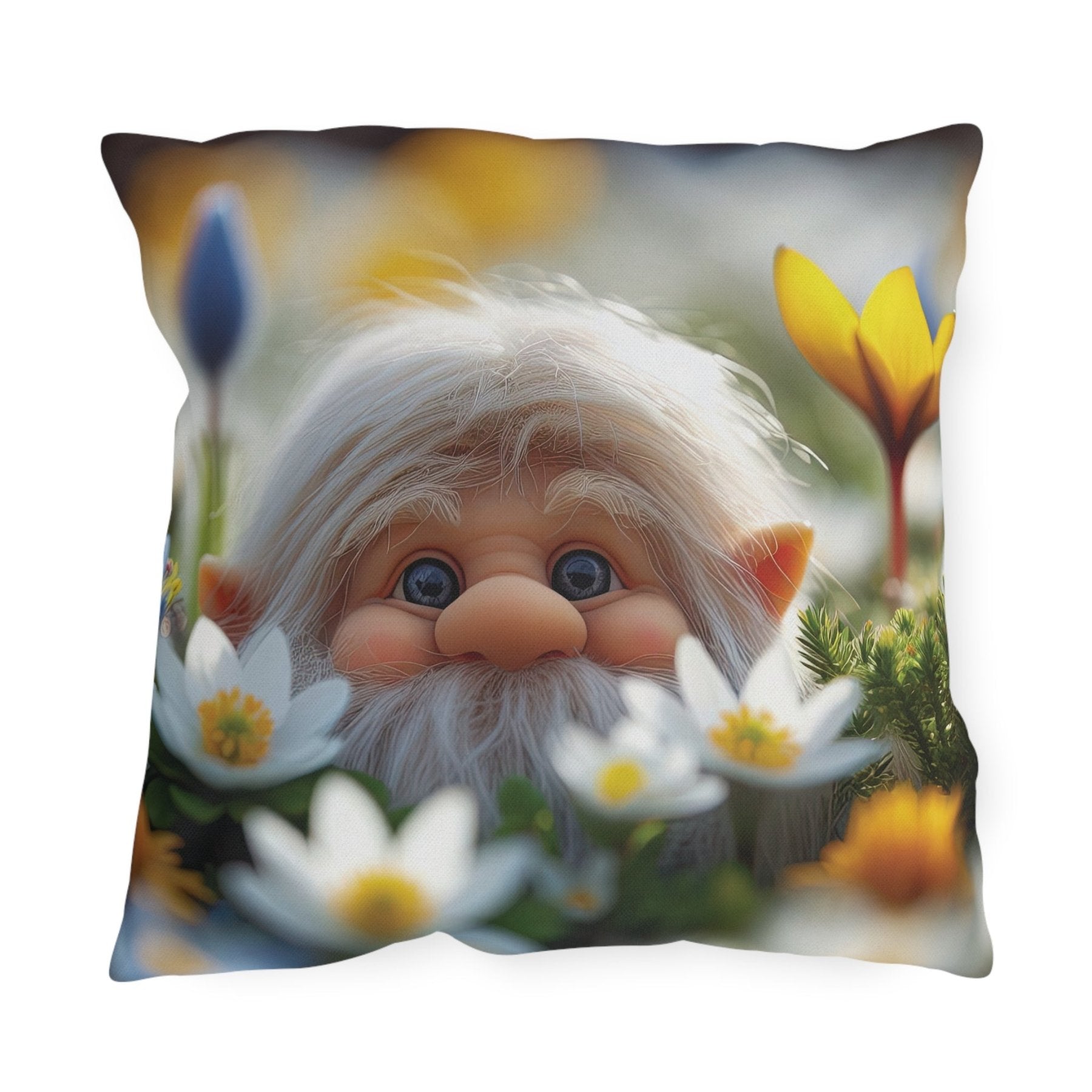 Gnome & Flowers Outdoor Pillow, Qty 1, (20) - Janlyn's Crafts