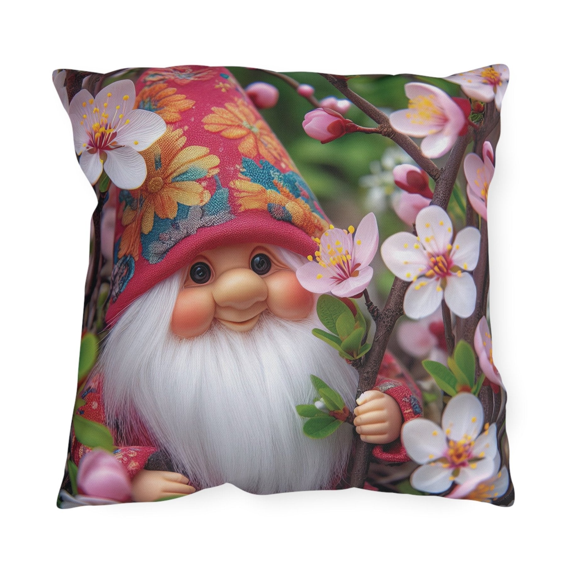 Gnome & Flowers Outdoor Pillow, Qty 1, (6) - Janlyn's Crafts