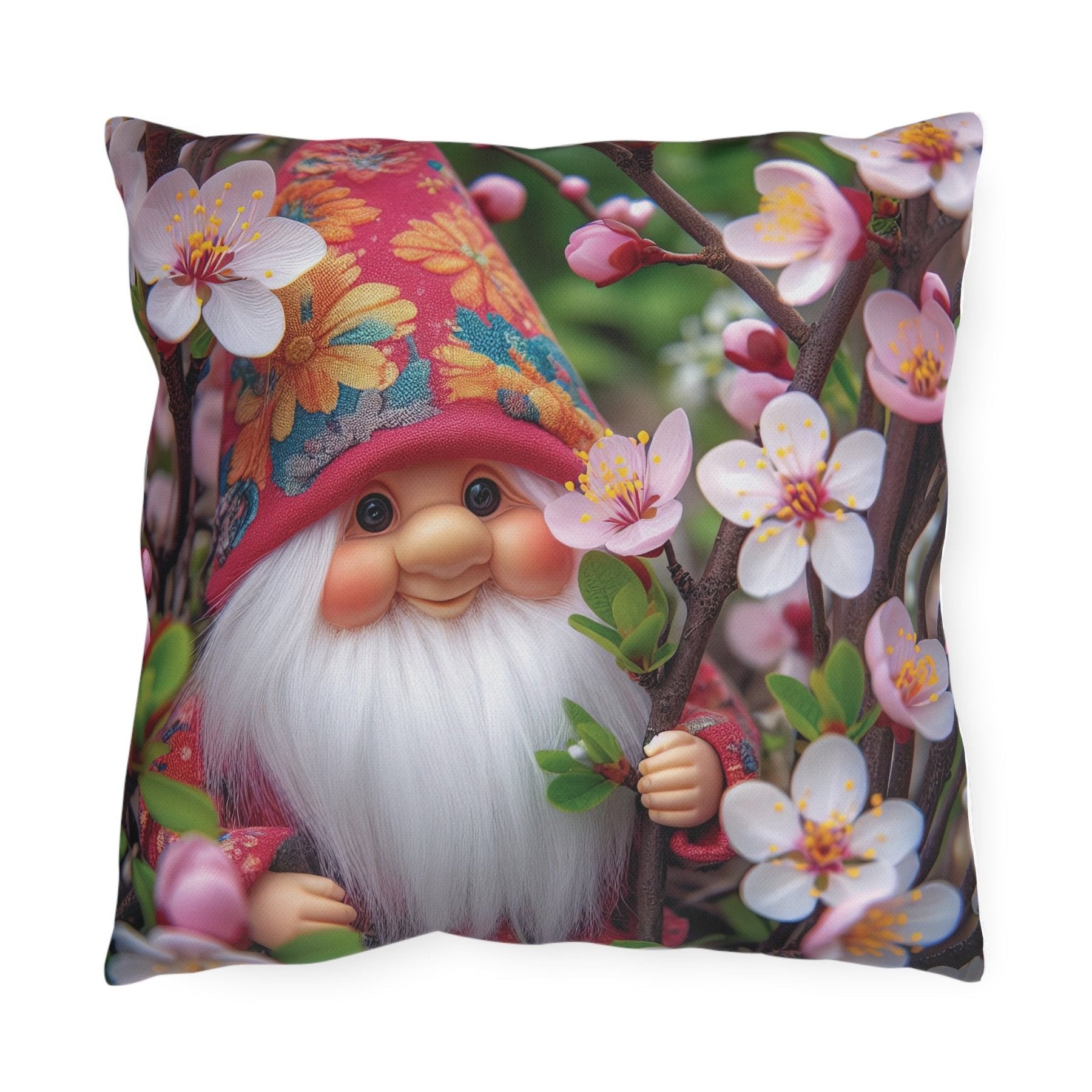 Gnome & Flowers Outdoor Pillow, Qty 1, (6) - Janlyn's Crafts