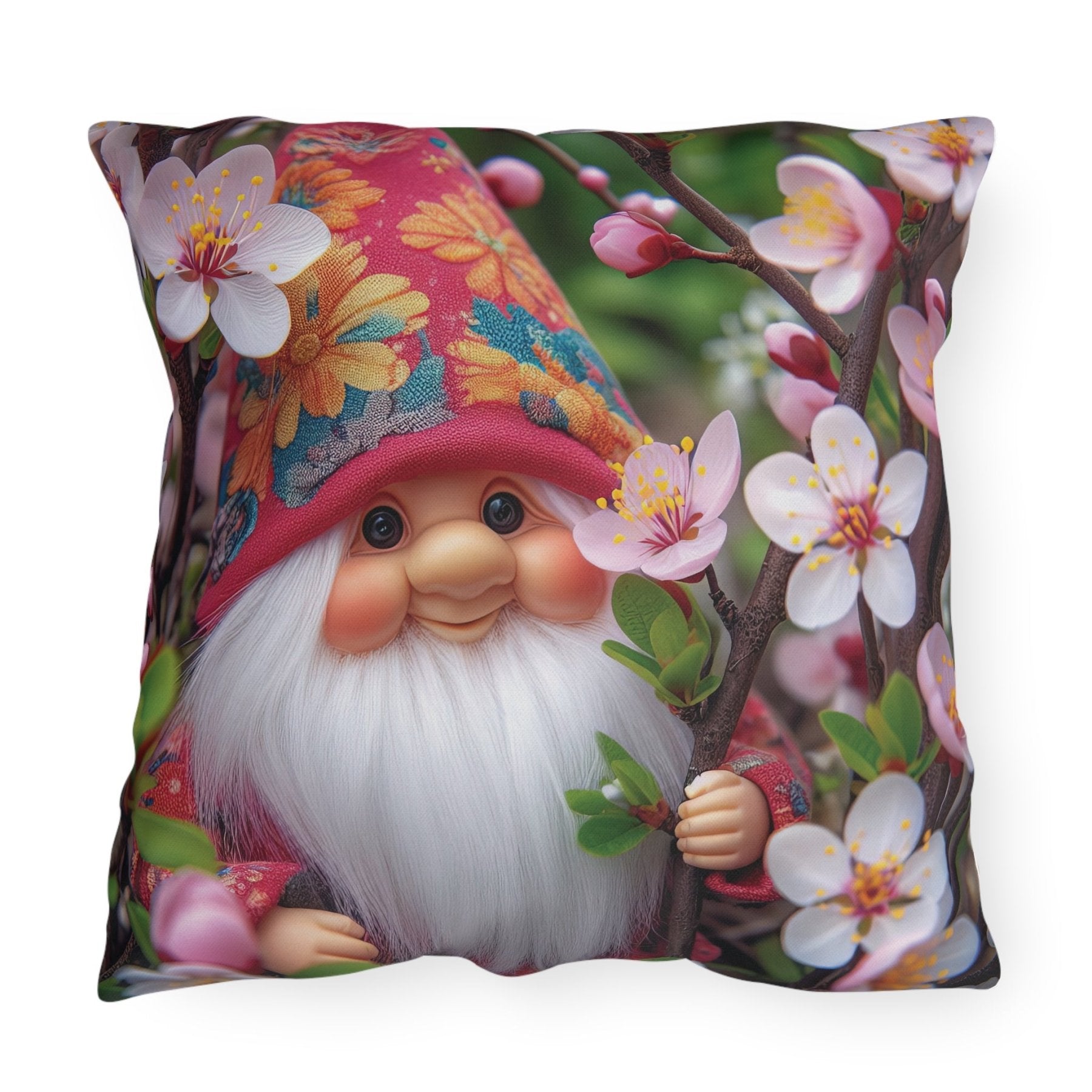 Gnome & Flowers Outdoor Pillow, Qty 1, (6) - Janlyn's Crafts