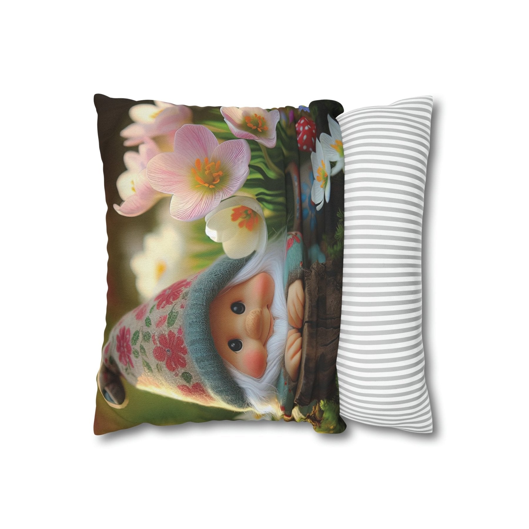 Gnome & Flowers Throw Pillow Cover, Throw Pillow Case, Qty 1, (1) - Janlyn's Crafts