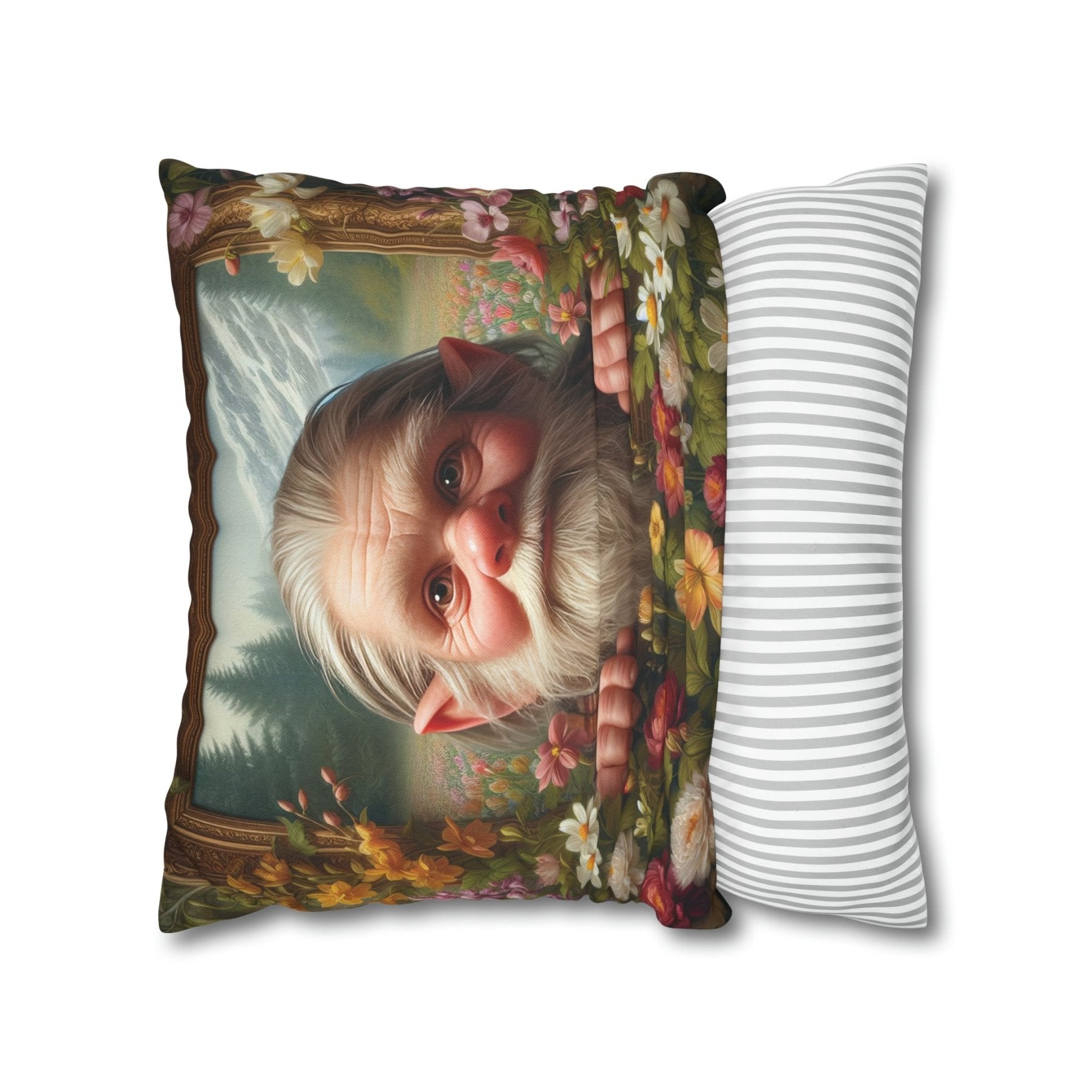 Gnome & Flowers Throw Pillow Cover, Throw Pillow Case, Qty 1, (11) - Janlyn's Crafts