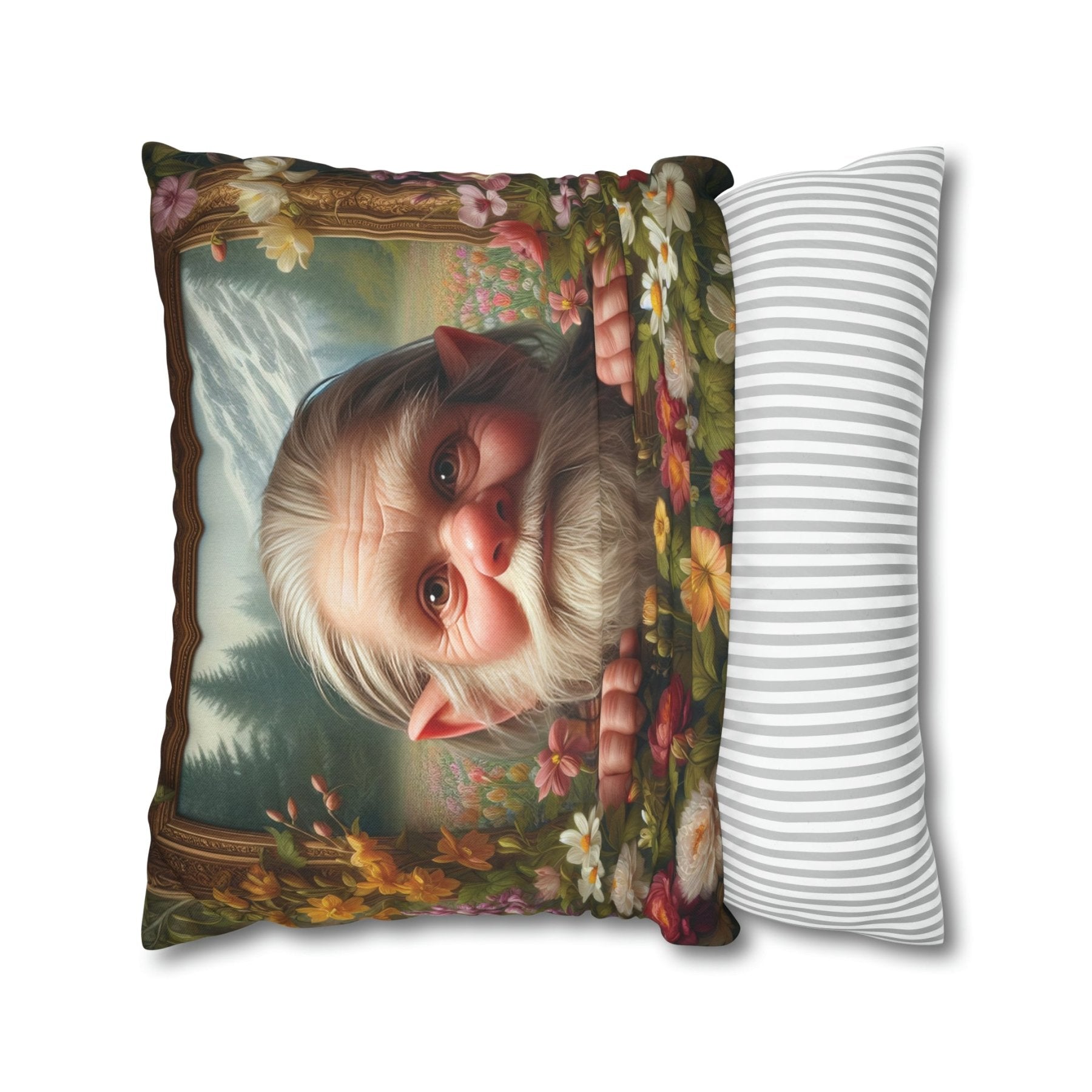 Gnome & Flowers Throw Pillow Cover, Throw Pillow Case, Qty 1, (11) - Janlyn's Crafts