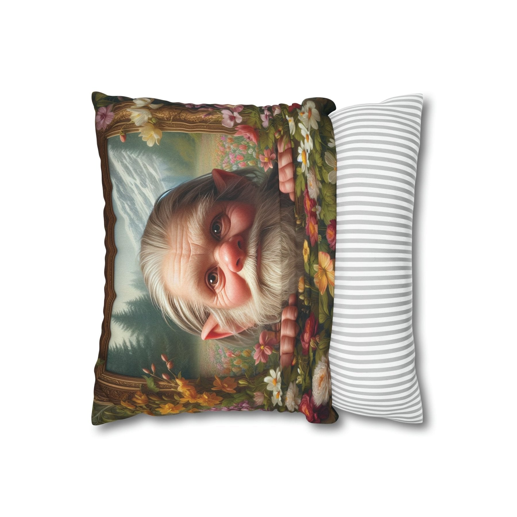 Gnome & Flowers Throw Pillow Cover, Throw Pillow Case, Qty 1, (11) - Janlyn's Crafts