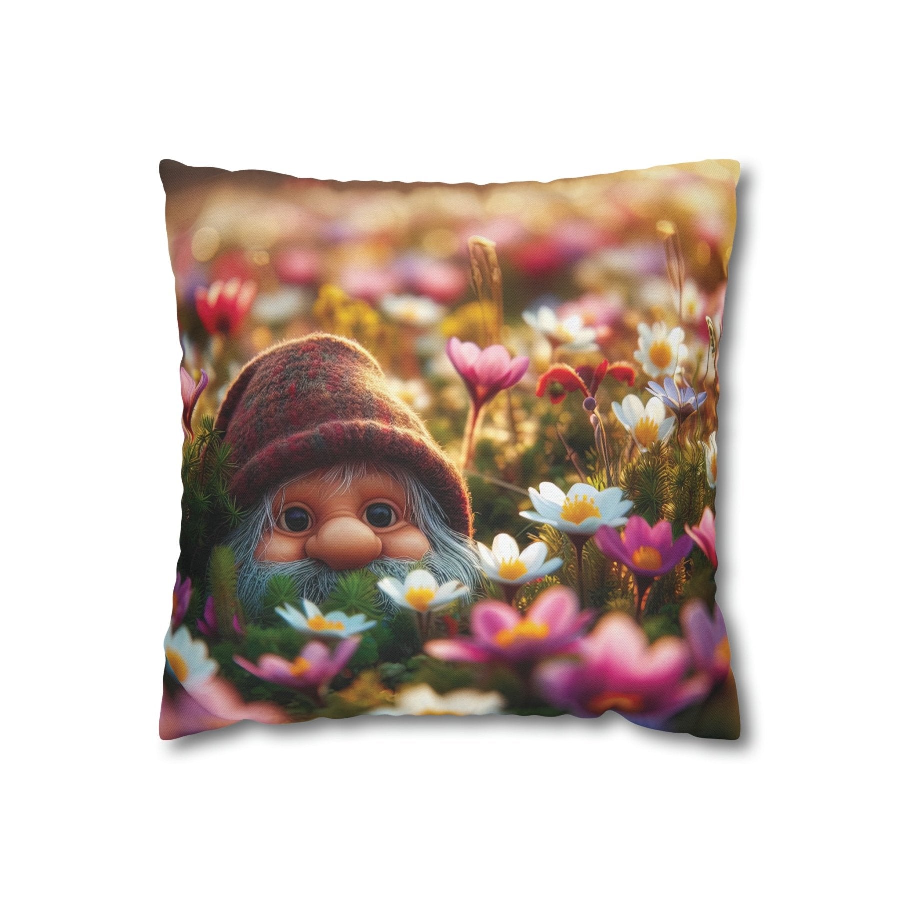 Gnome & Flowers Throw Pillow Cover, Throw Pillow Case, Qty 1, (12) - Janlyn's Crafts