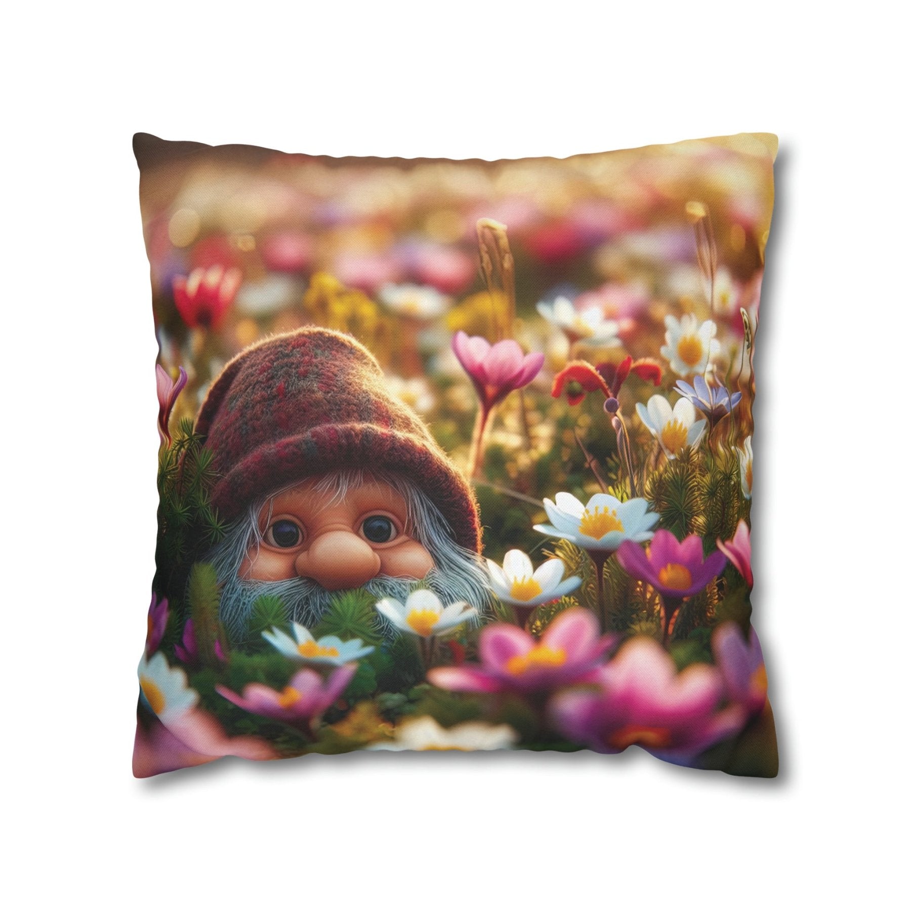 Gnome & Flowers Throw Pillow Cover, Throw Pillow Case, Qty 1, (12) - Janlyn's Crafts