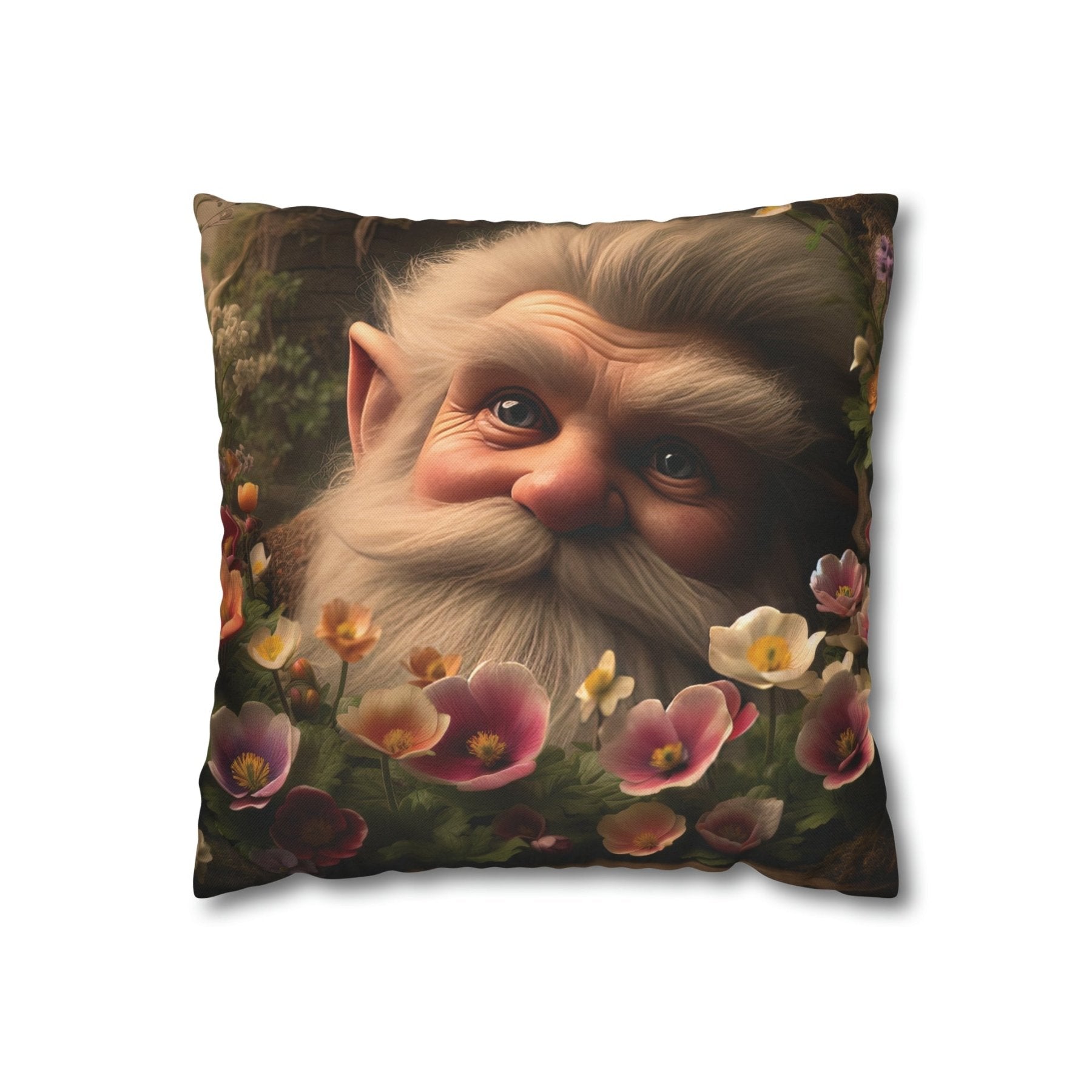 Gnome & Flowers Throw Pillow Cover, Throw Pillow Case, Qty 1, (14) - Janlyn's Crafts