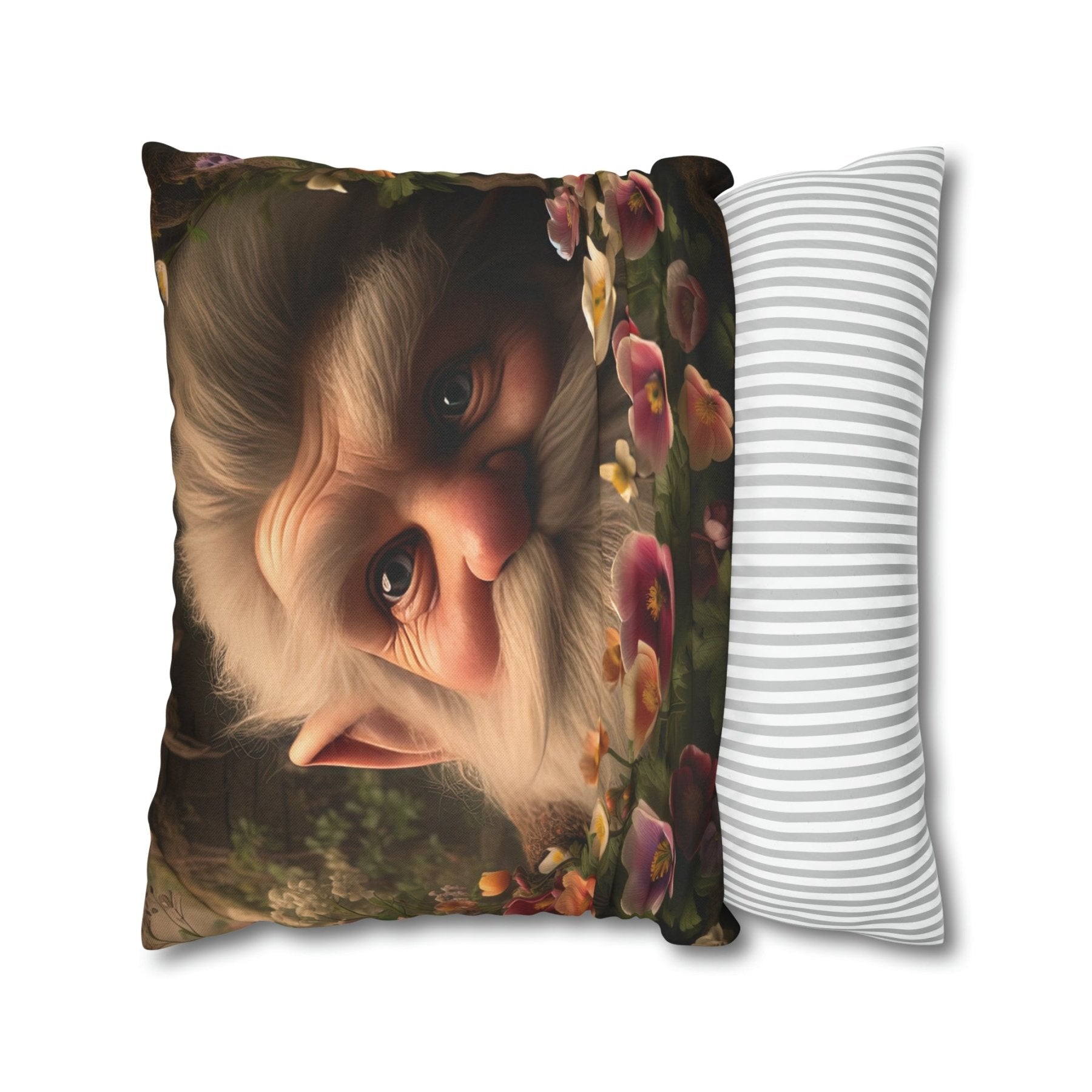 Gnome & Flowers Throw Pillow Cover, Throw Pillow Case, Qty 1, (14) - Janlyn's Crafts