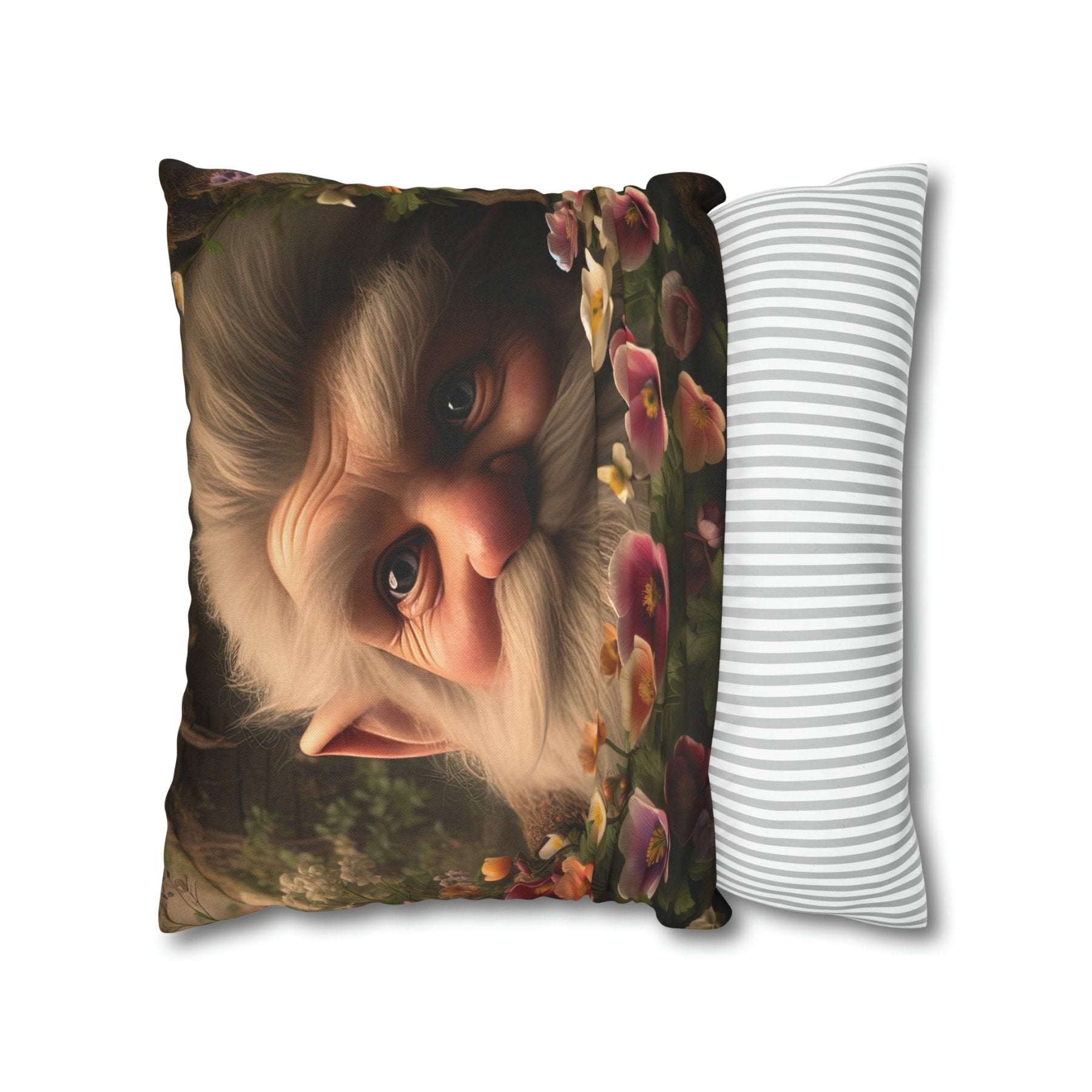 Gnome & Flowers Throw Pillow Cover, Throw Pillow Case, Qty 1, (14) - Janlyn's Crafts