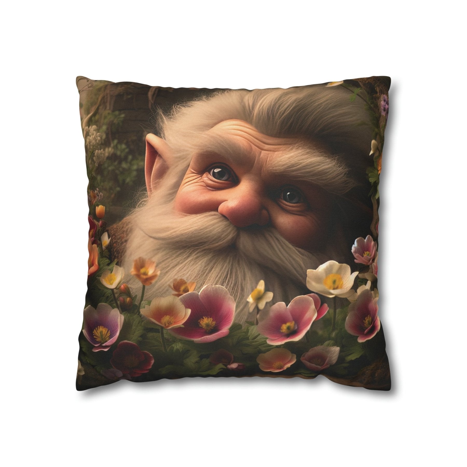 Gnome & Flowers Throw Pillow Cover, Throw Pillow Case, Qty 1, (14) - Janlyn's Crafts