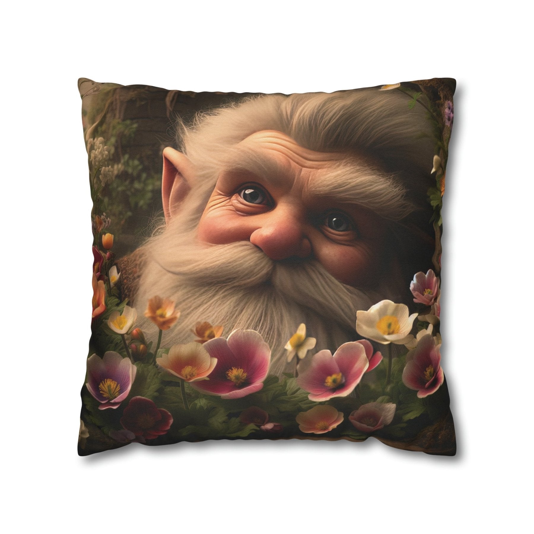 Gnome & Flowers Throw Pillow Cover, Throw Pillow Case, Qty 1, (14) - Janlyn's Crafts