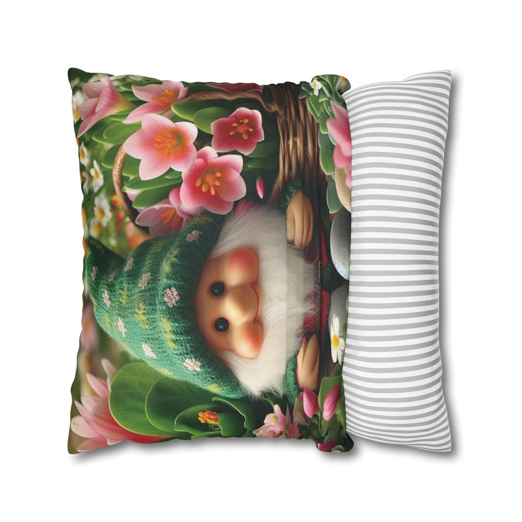 Gnome & Flowers Throw Pillow Cover, Throw Pillow Case, Qty 1, (15) - Janlyn's Crafts