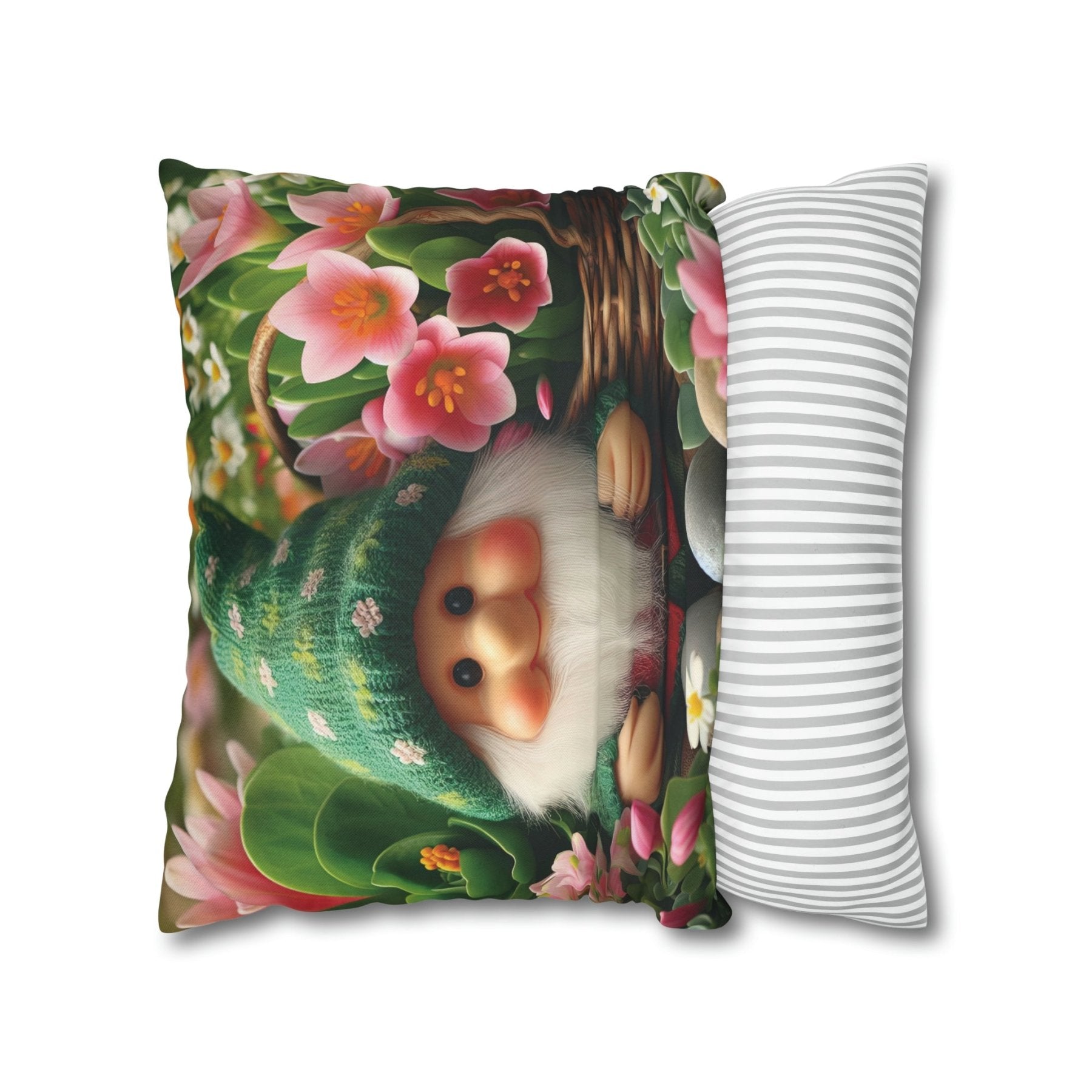 Gnome & Flowers Throw Pillow Cover, Throw Pillow Case, Qty 1, (15) - Janlyn's Crafts