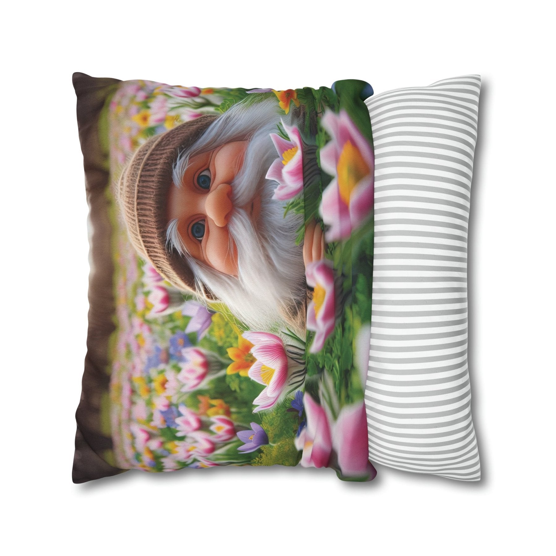 Gnome & Flowers Throw Pillow Cover, Throw Pillow Case, Qty 1, (16) - Janlyn's Crafts