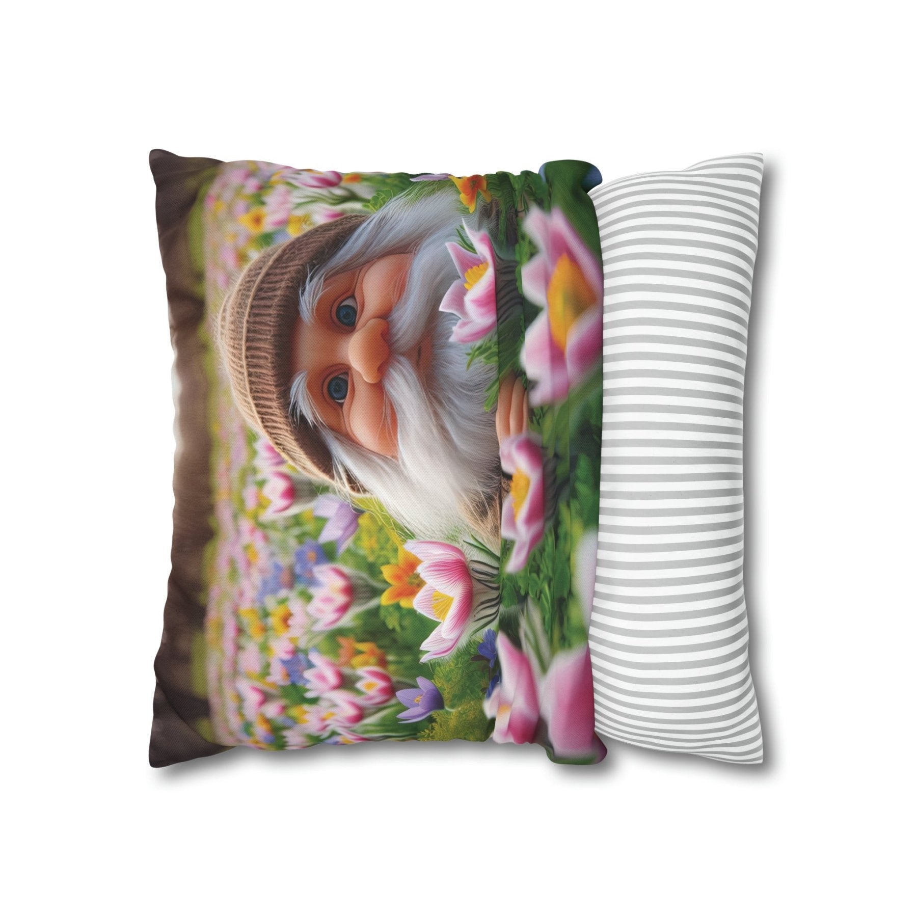 Gnome & Flowers Throw Pillow Cover, Throw Pillow Case, Qty 1, (16) - Janlyn's Crafts