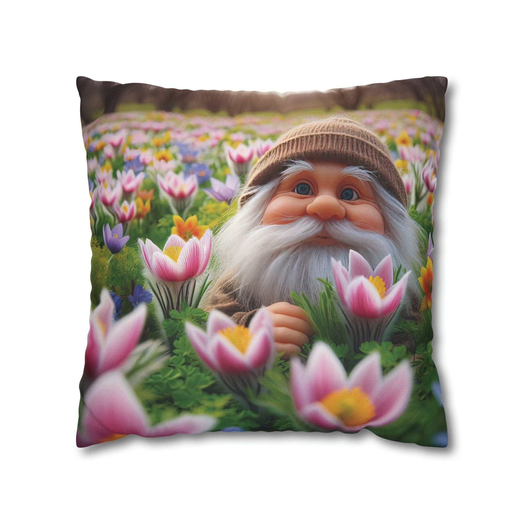 Gnome & Flowers Throw Pillow Cover, Throw Pillow Case, Qty 1, (16) - Janlyn's Crafts