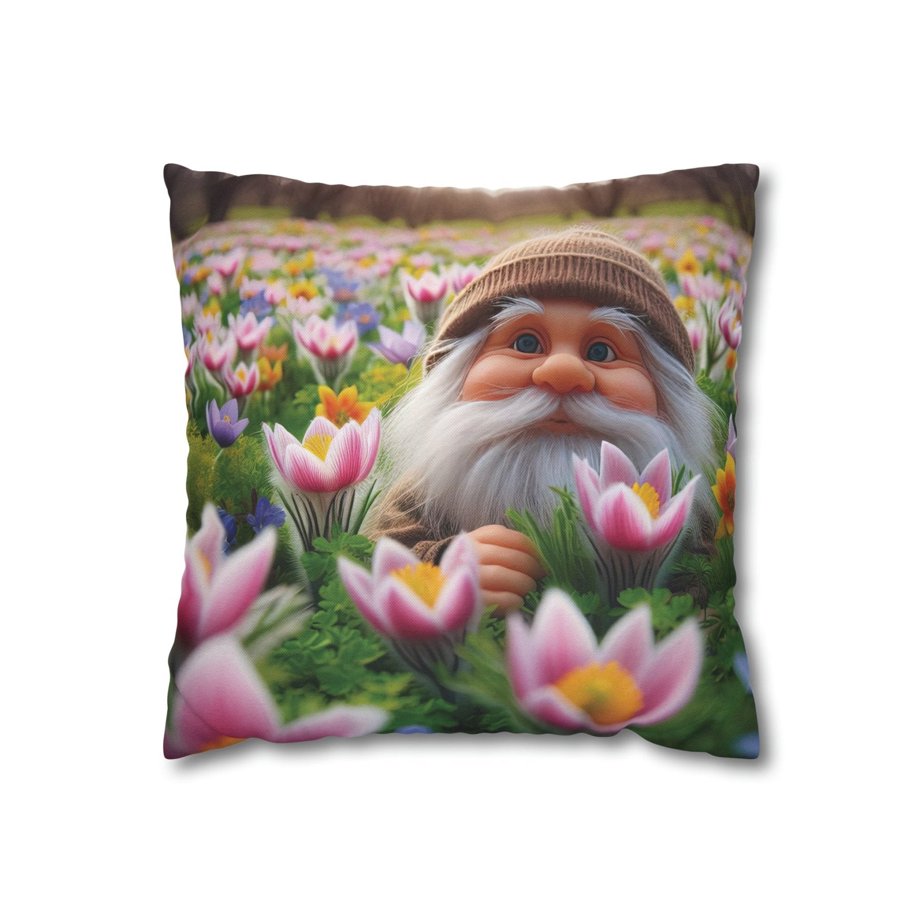 Gnome & Flowers Throw Pillow Cover, Throw Pillow Case, Qty 1, (16) - Janlyn's Crafts