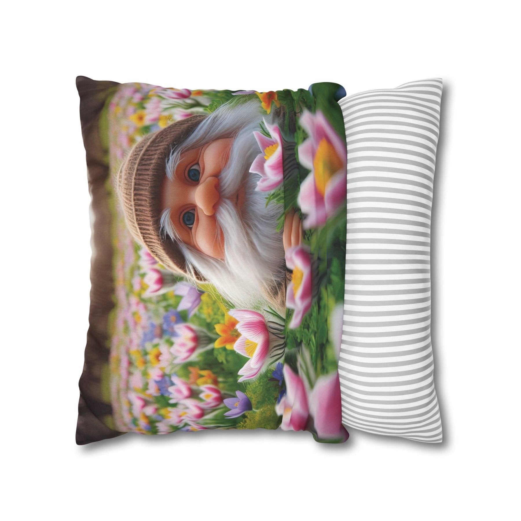 Gnome & Flowers Throw Pillow Cover, Throw Pillow Case, Qty 1, (16) - Janlyn's Crafts