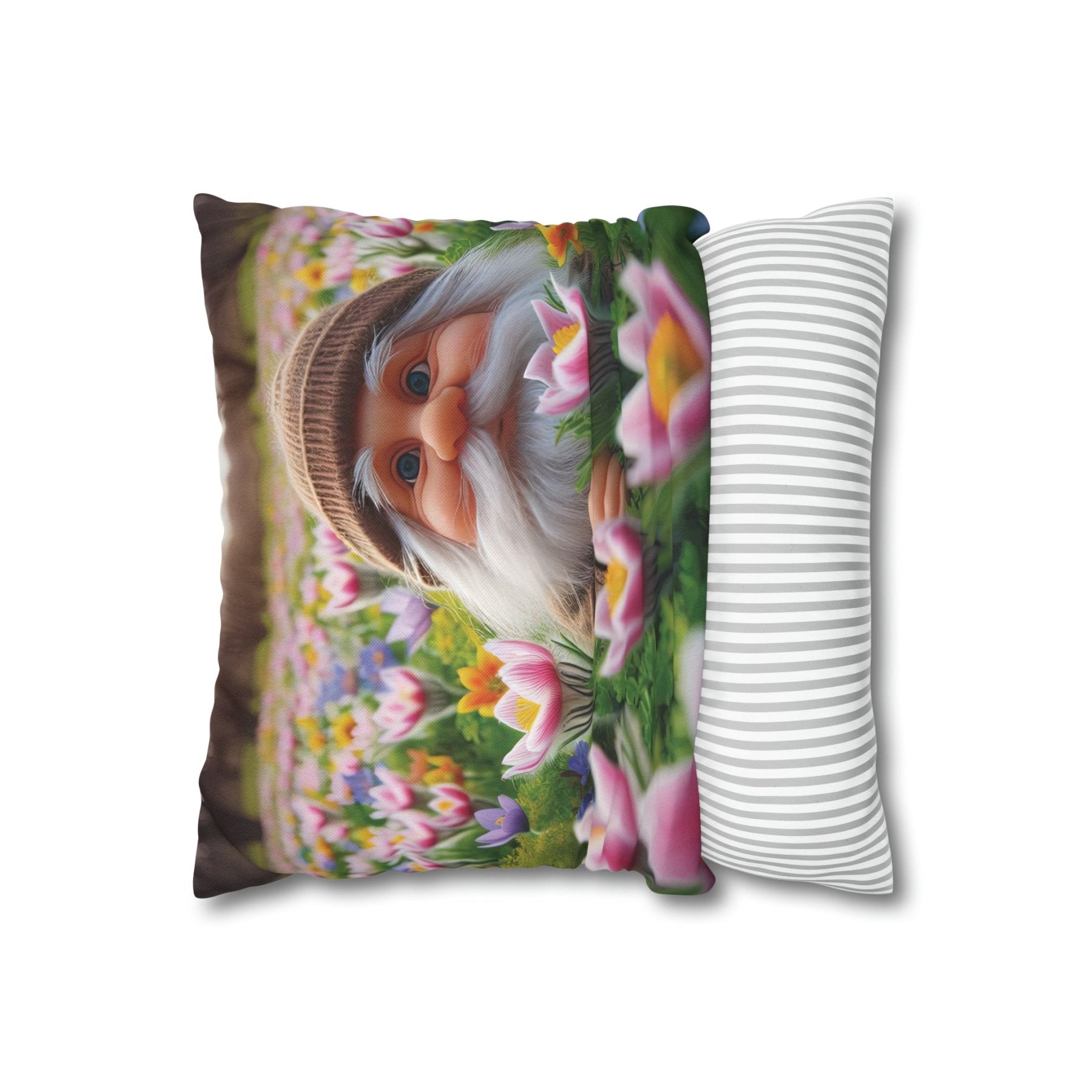 Gnome & Flowers Throw Pillow Cover, Throw Pillow Case, Qty 1, (16) - Janlyn's Crafts