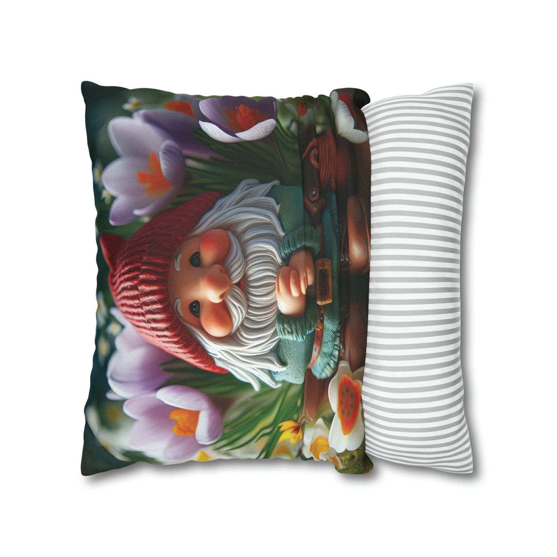 Gnome & Flowers Throw Pillow Cover, Throw Pillow Case, Qty 1, (17) - Janlyn's Crafts