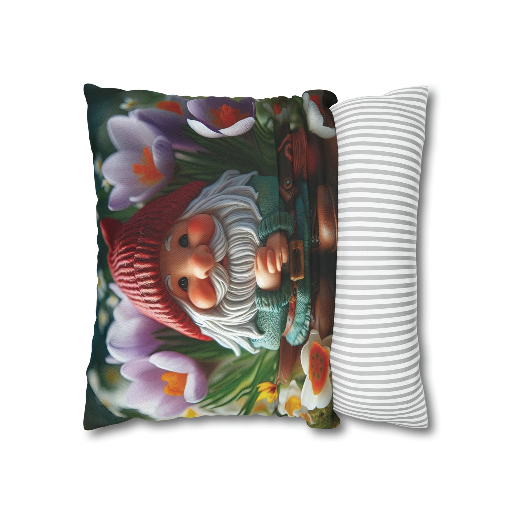 Gnome & Flowers Throw Pillow Cover, Throw Pillow Case, Qty 1, (17) - Janlyn's Crafts