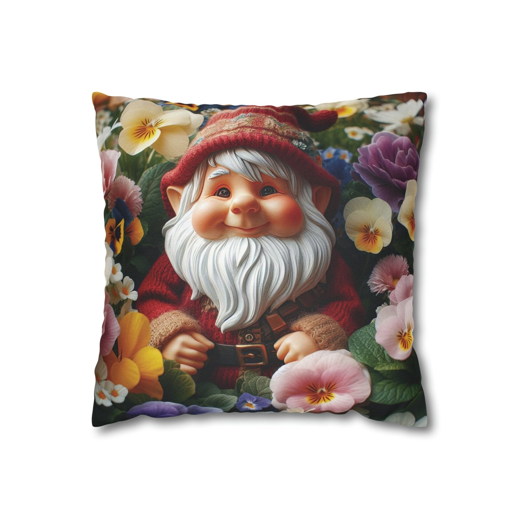 Gnome & Flowers Throw Pillow Cover, Throw Pillow Case, Qty 1, (2) - Janlyn's Crafts