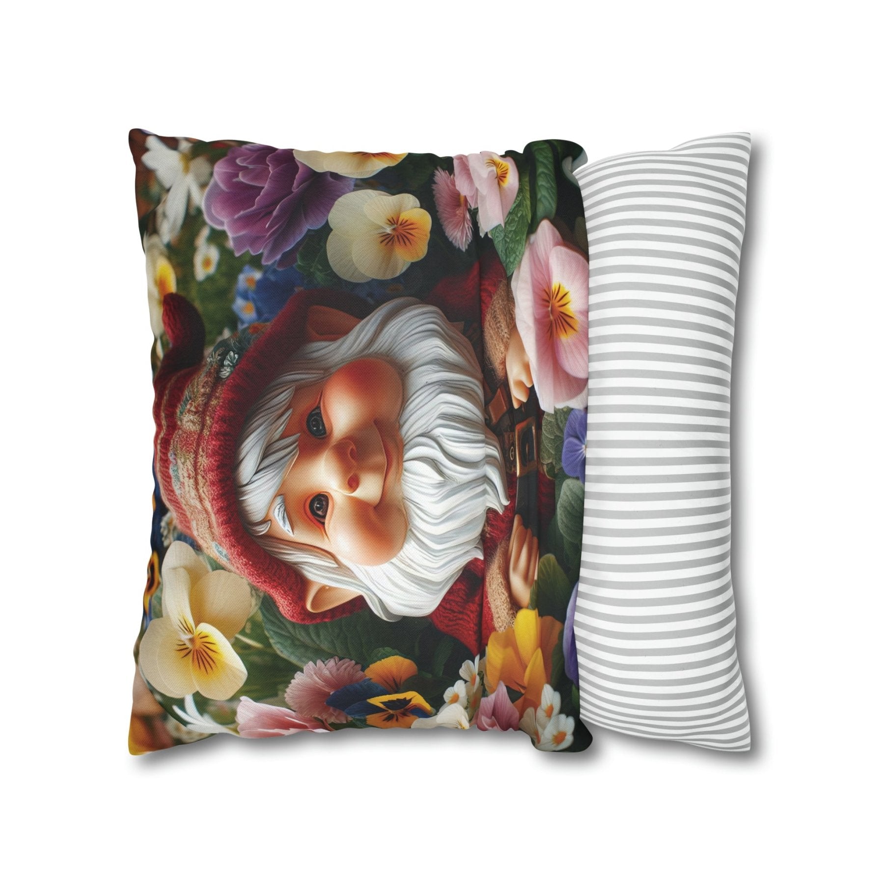 Gnome & Flowers Throw Pillow Cover, Throw Pillow Case, Qty 1, (2) - Janlyn's Crafts