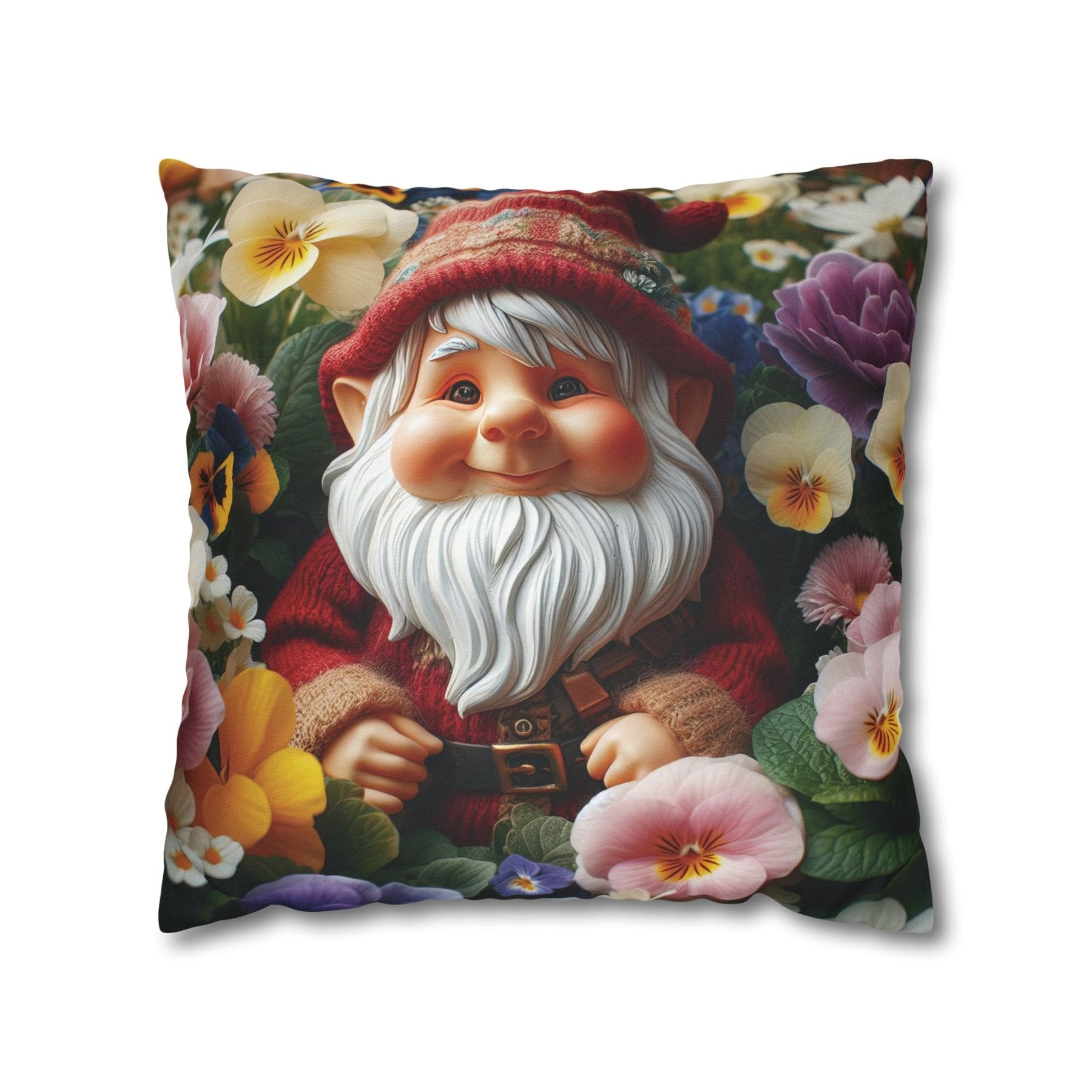 Gnome & Flowers Throw Pillow Cover, Throw Pillow Case, Qty 1, (2) - Janlyn's Crafts