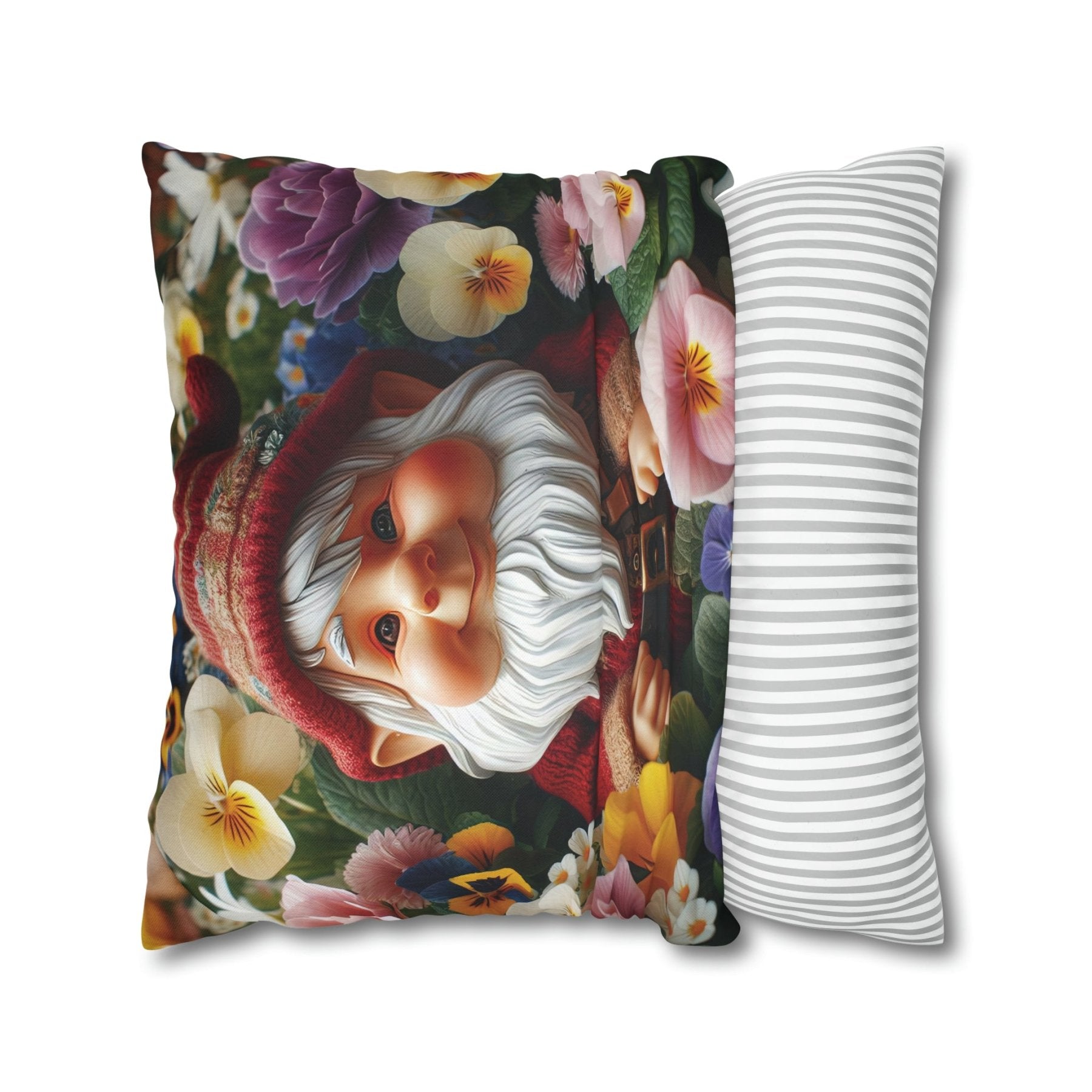 Gnome & Flowers Throw Pillow Cover, Throw Pillow Case, Qty 1, (2) - Janlyn's Crafts